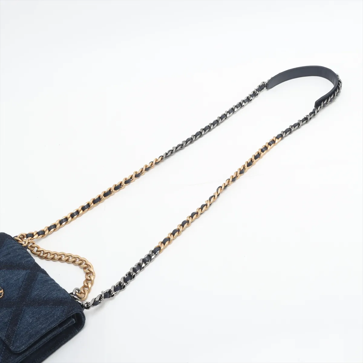 19 Denim Chain Wallet Blue Gold x Silver Hardware U88P0HGH Random Plate — view 7