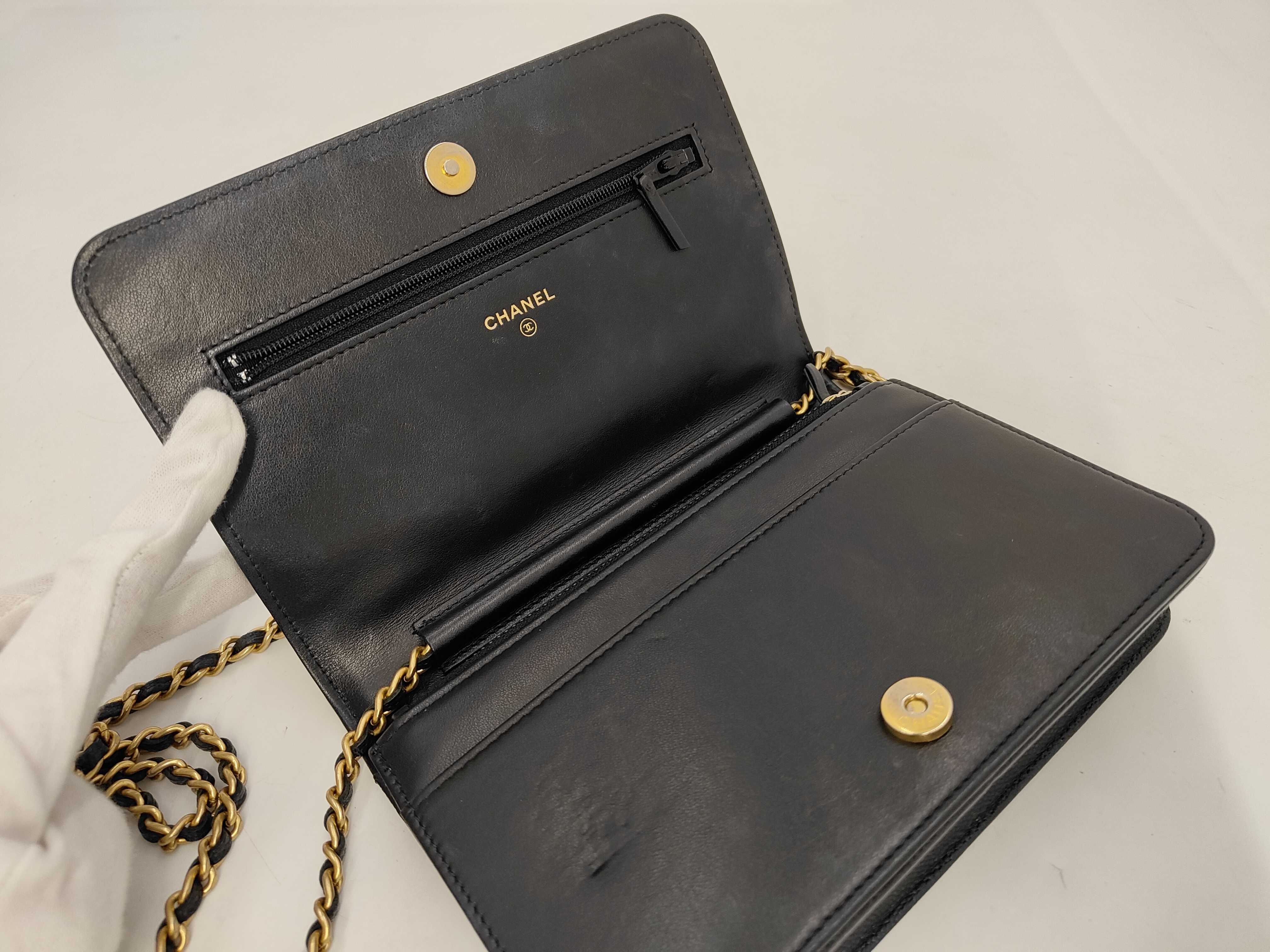 Caviar Skin Boy Chanel Chain Wallet Black Shoulder Bag — view 7