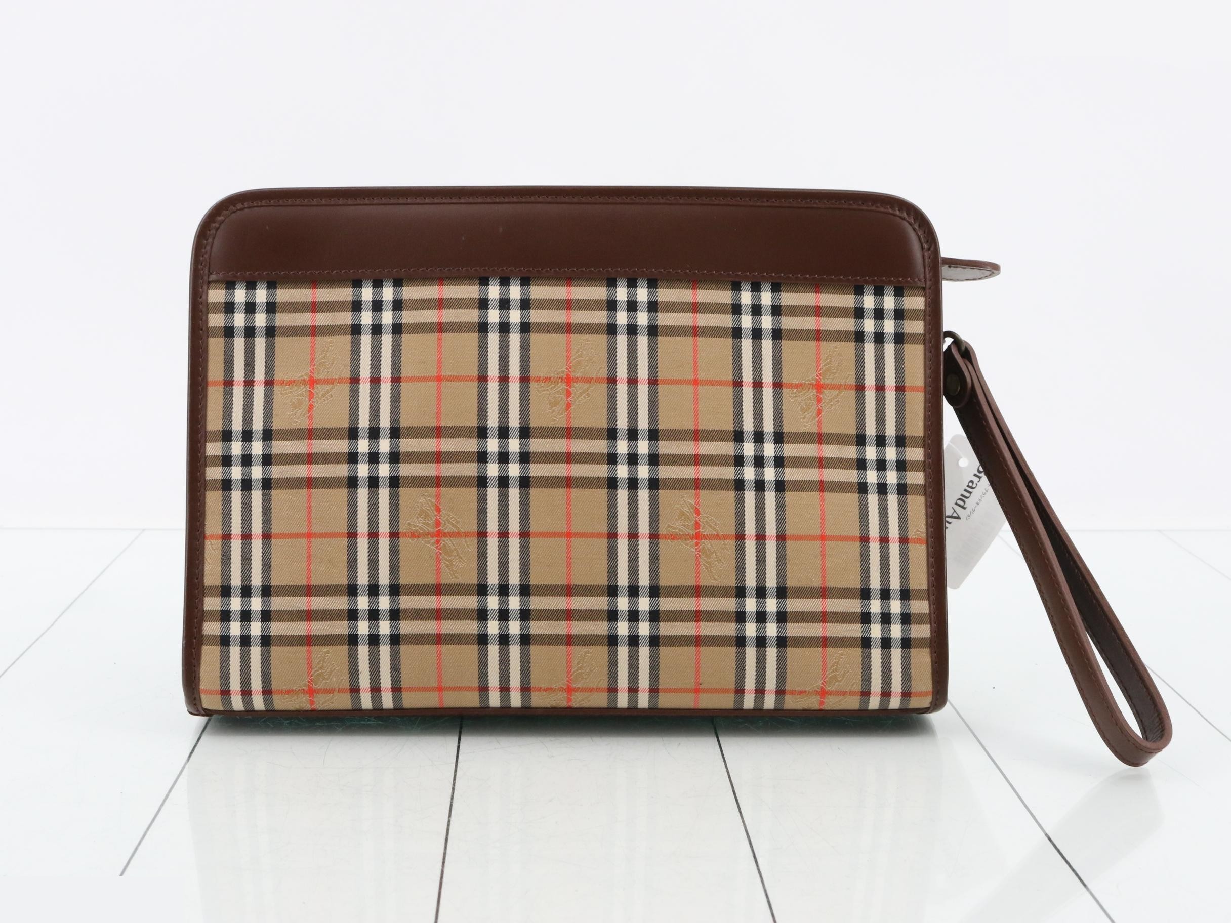 clutch bag, check pattern, brown — view 2