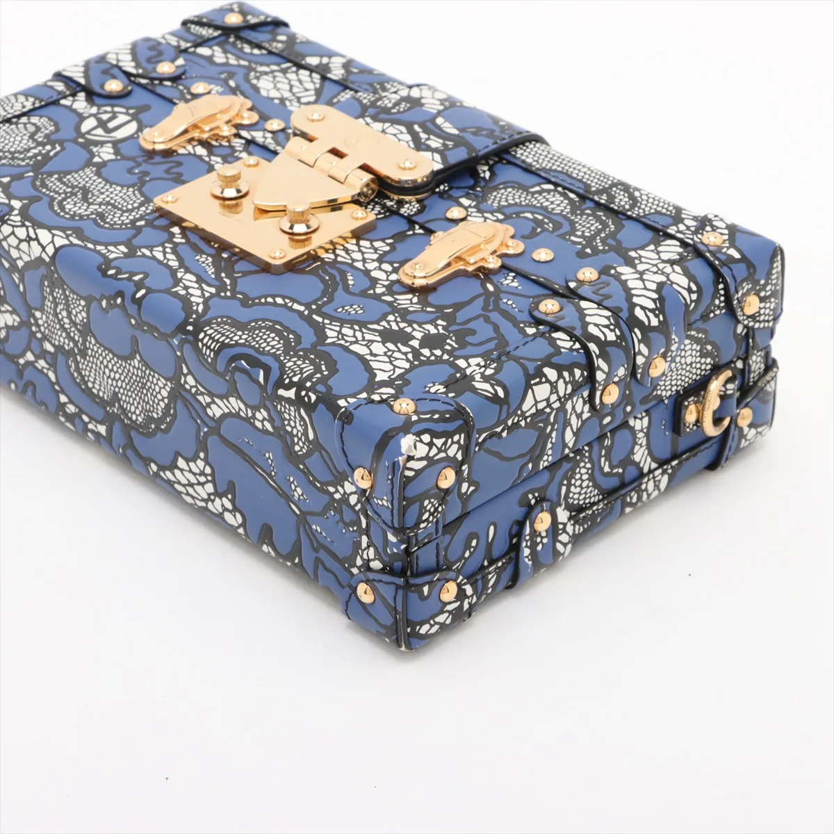Floral Lace Petite Malle - Blue RFID-responsive — view 3