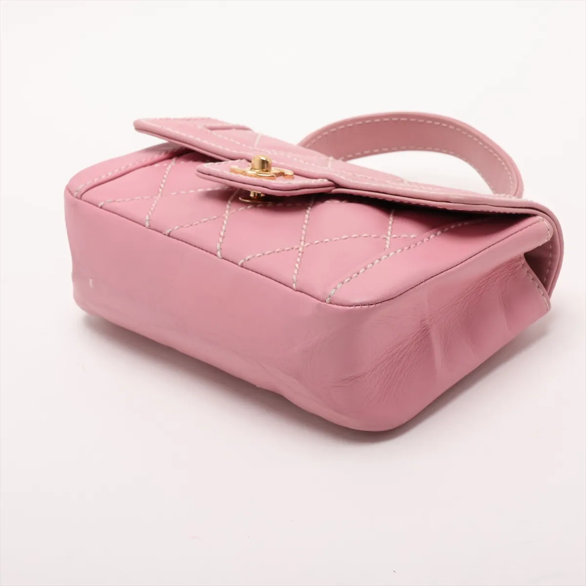 Wild Stitch Leather Handbag, Pink with Gold Hardware, 9844113, Series 9 — view 3