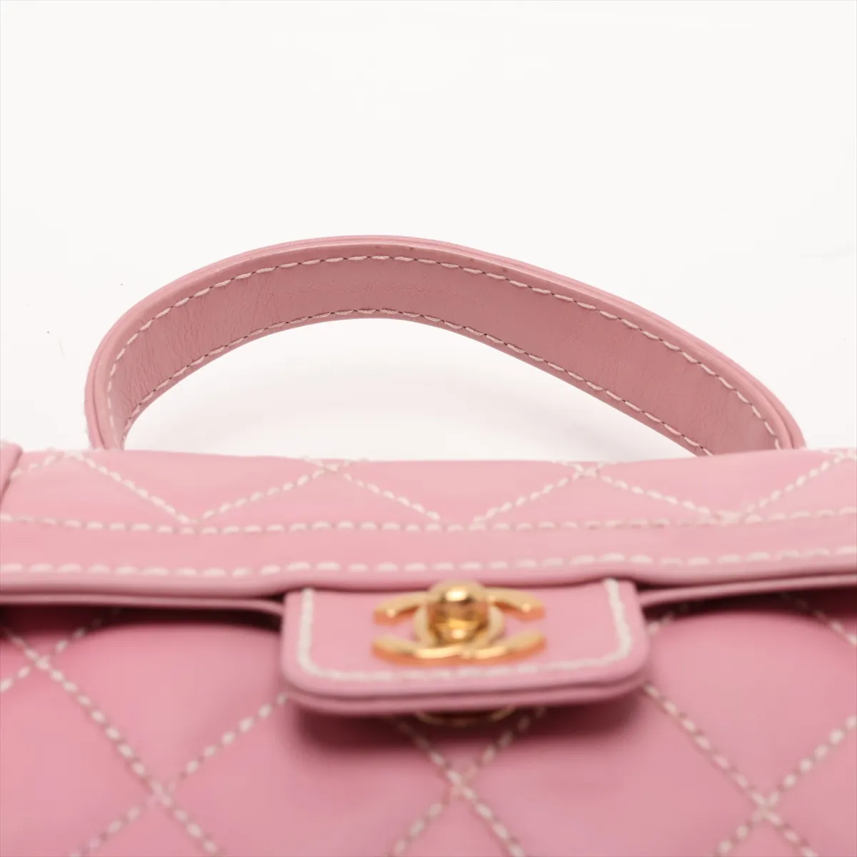 Wild Stitch Leather Handbag, Pink with Gold Hardware, 9844113, Series 9 — view 6