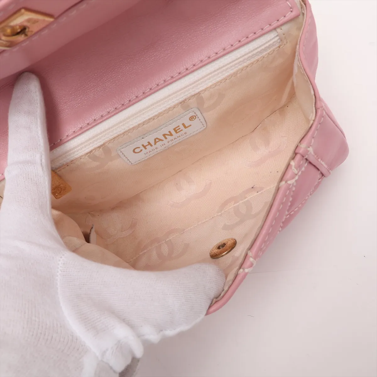 Wild Stitch Leather Handbag, Pink with Gold Hardware, 9844113, Series 9 — view 7