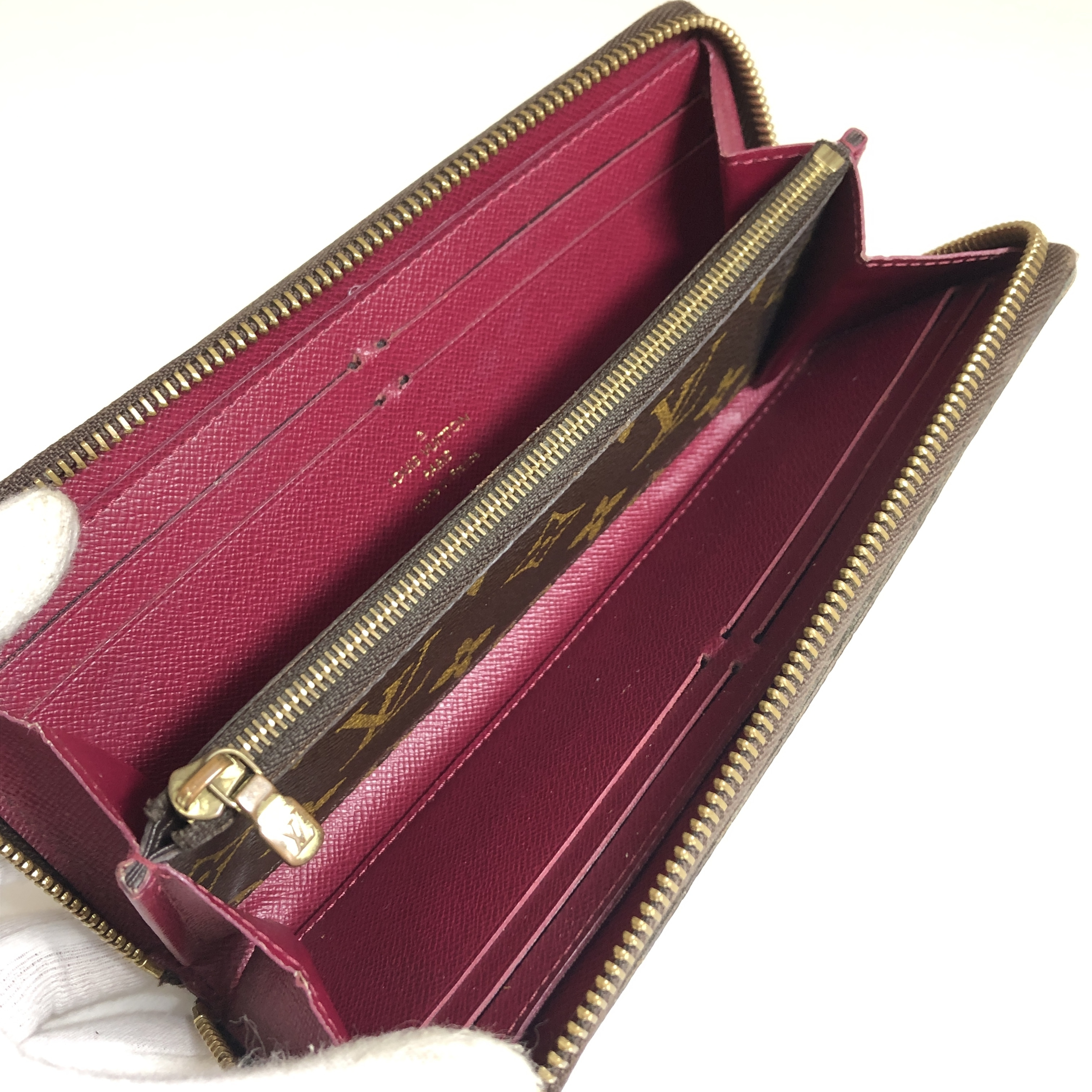Monogram Portefeuille Clemence Long Wallet M60742 Round Zipper Fuchsia MI2144 With Coin Pocket Made in France Wallet — view 9