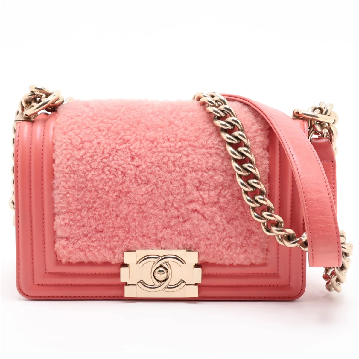 Boy Chanel 20 Small Boa Chain Shoulder Bag, Pink with Gold Hardware, 23288212, Serial Number 23, A67085