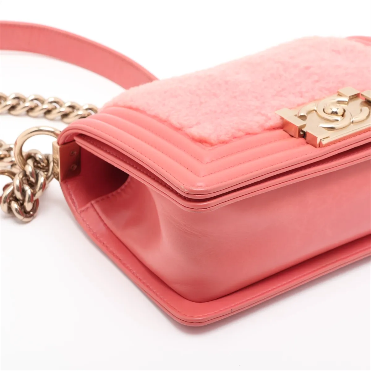 Boy Chanel 20 Small Boa Chain Shoulder Bag, Pink with Gold Hardware, 23288212, Serial Number 23, A67085 — view 4