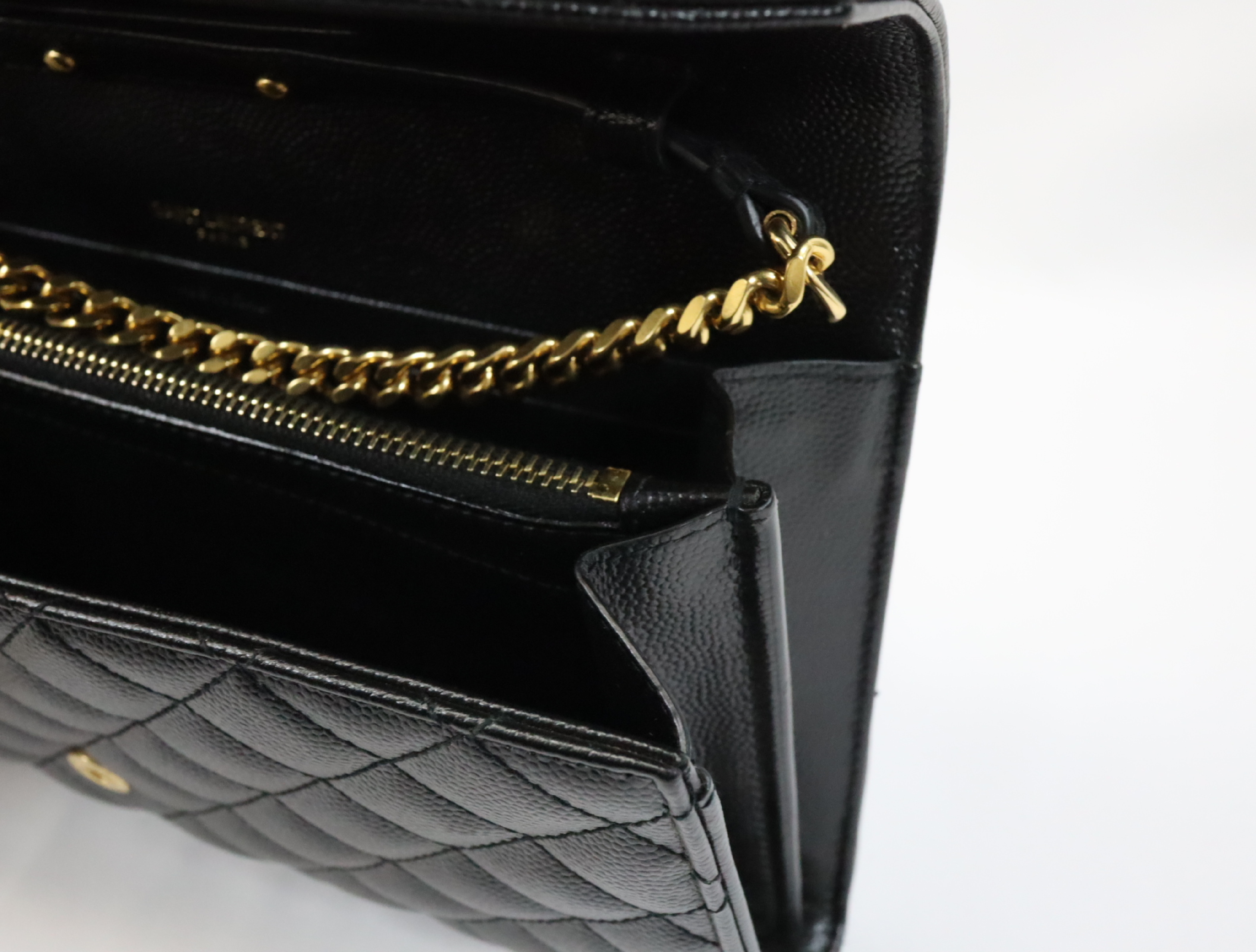 Leather Chain Shoulder Bag, Black, 620280 (Shoulder Bag) — view 12