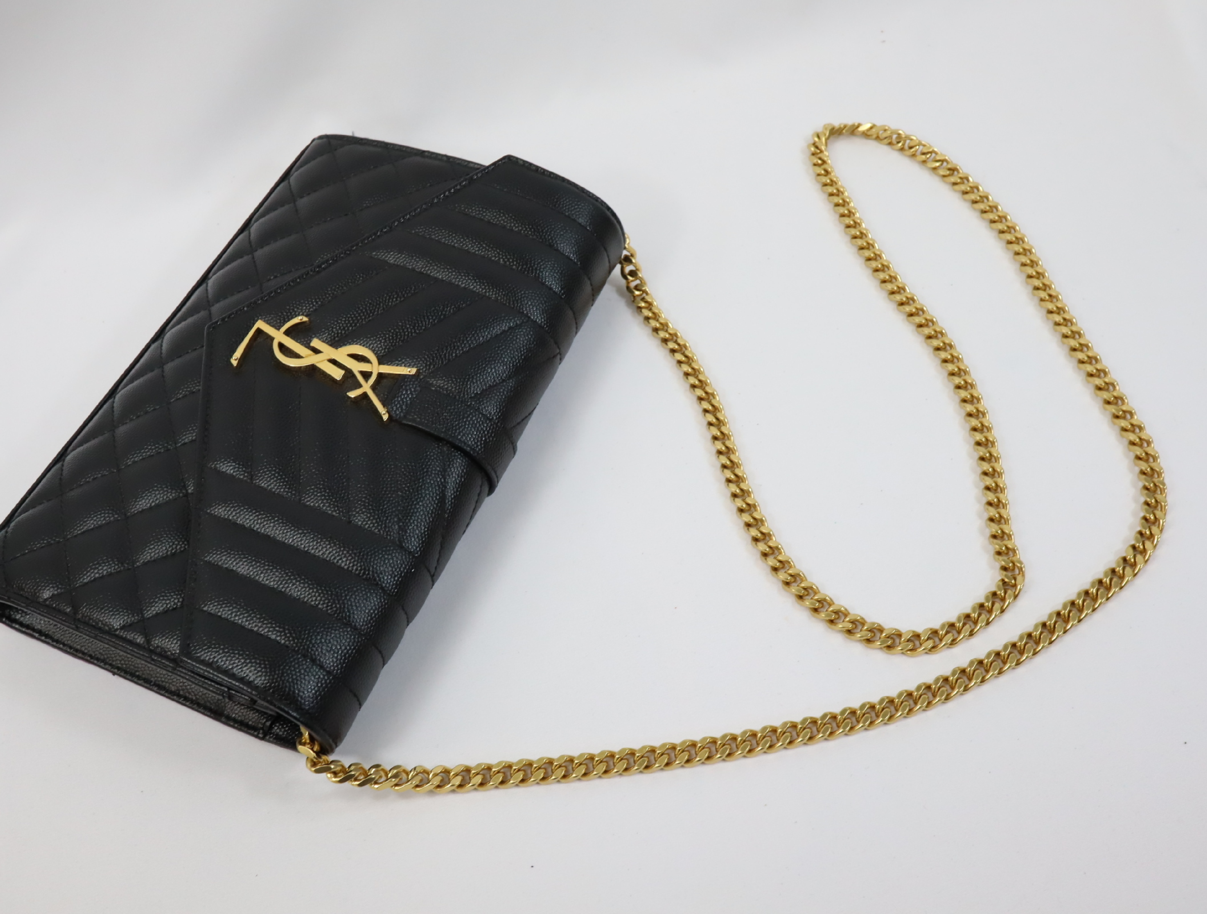 Leather Chain Shoulder Bag, Black, 620280 (Shoulder Bag) — view 10