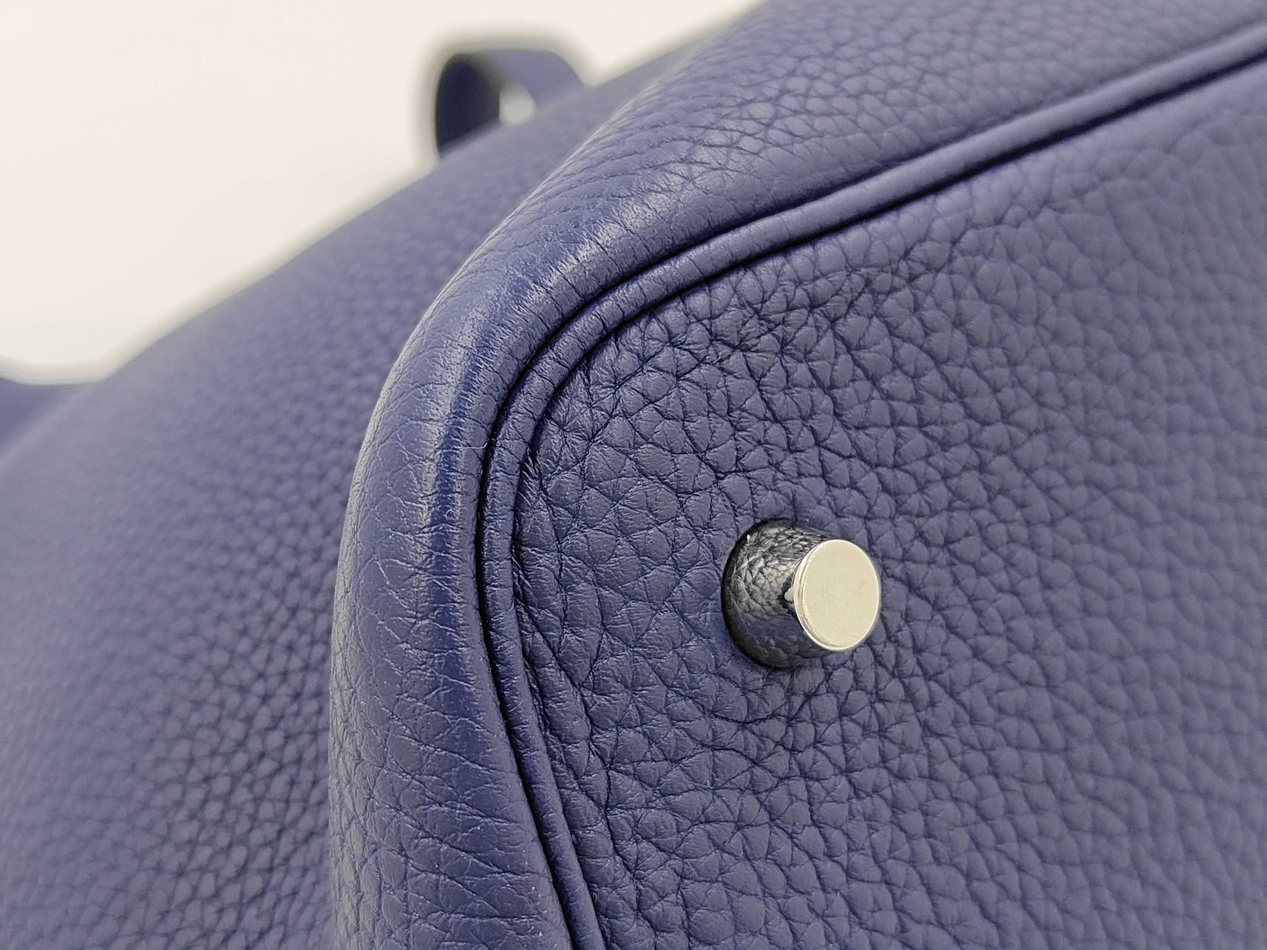 Picotin Lock MM Navy Blue Stamped Y Handbag — view 4