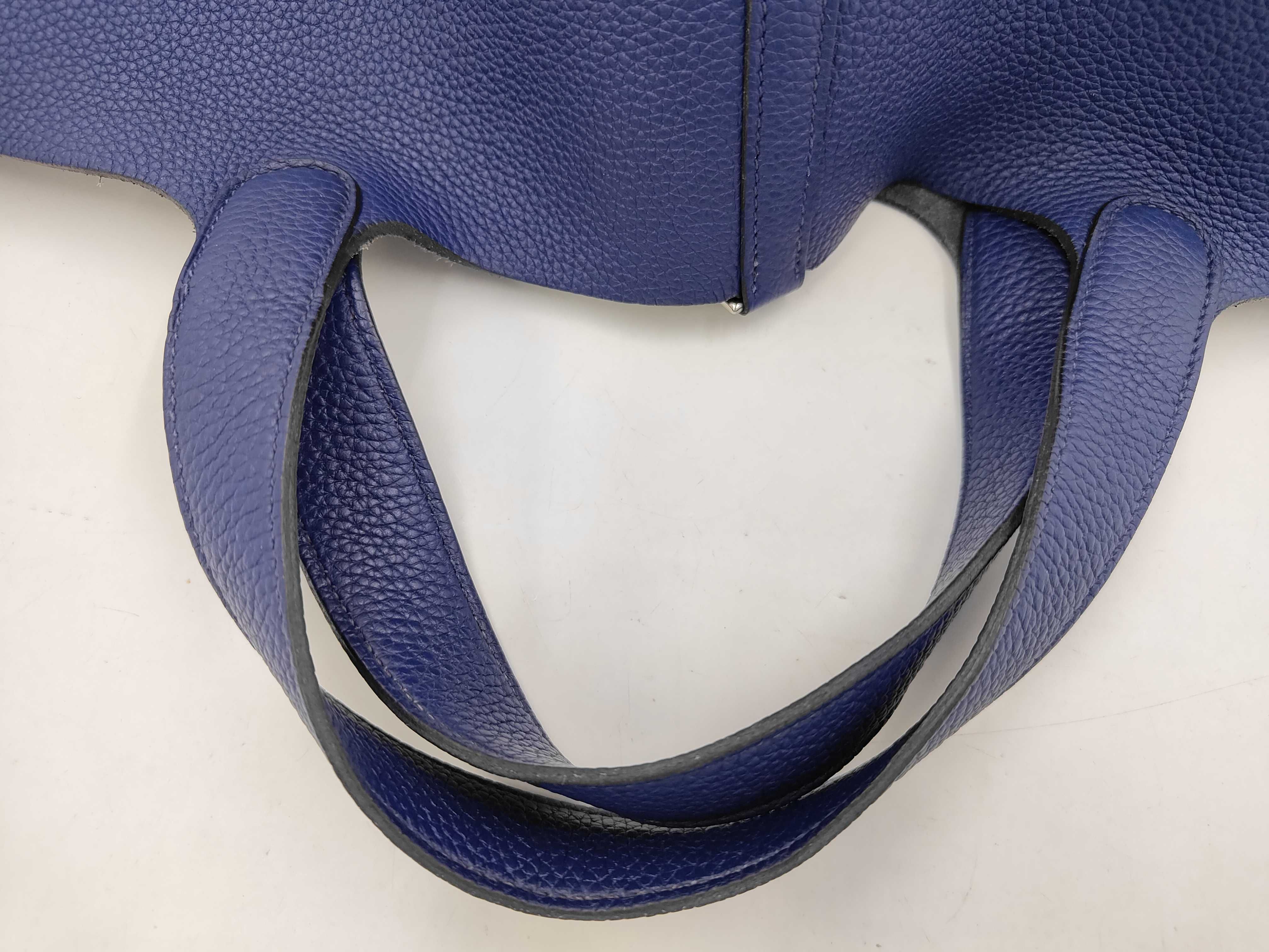 Picotin Lock MM Navy Blue Stamped Y Handbag — view 5