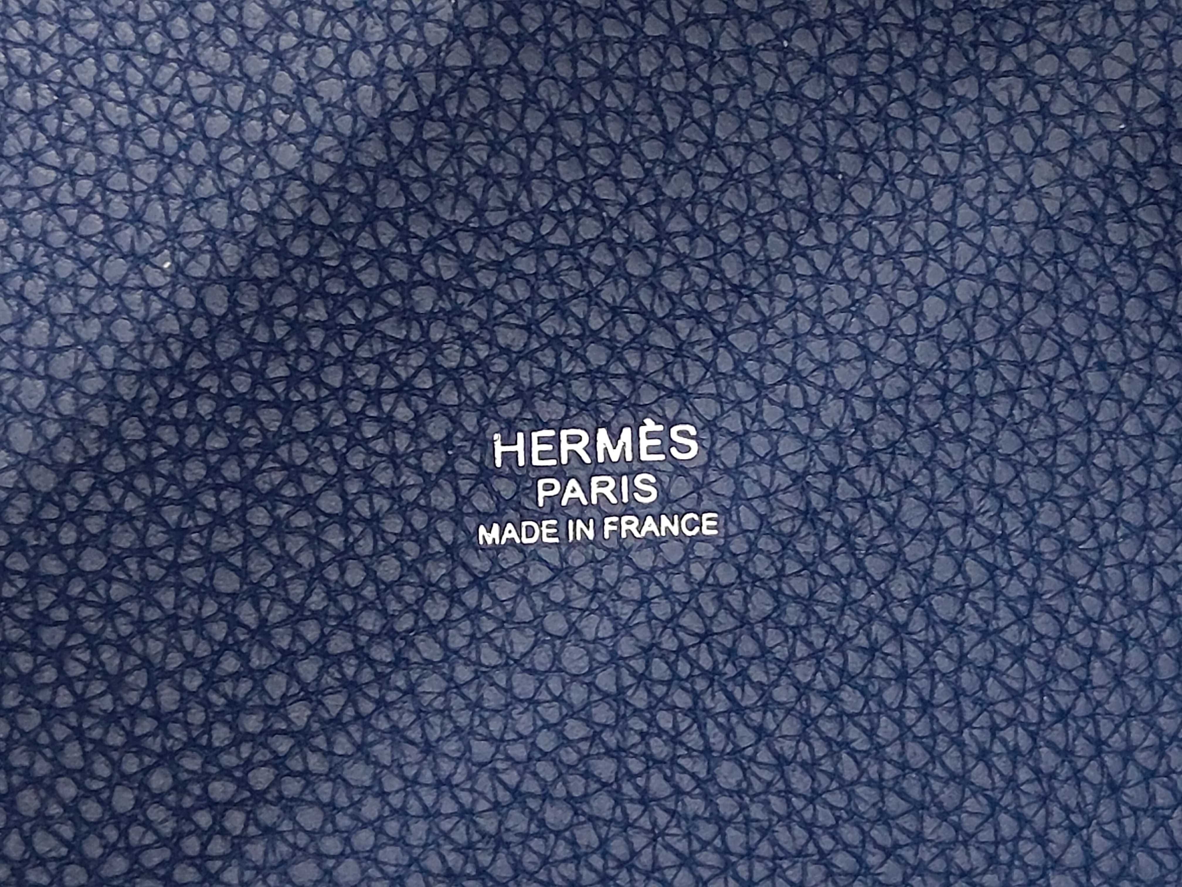 Picotin Lock MM Navy Blue Stamped Y Handbag — view 9
