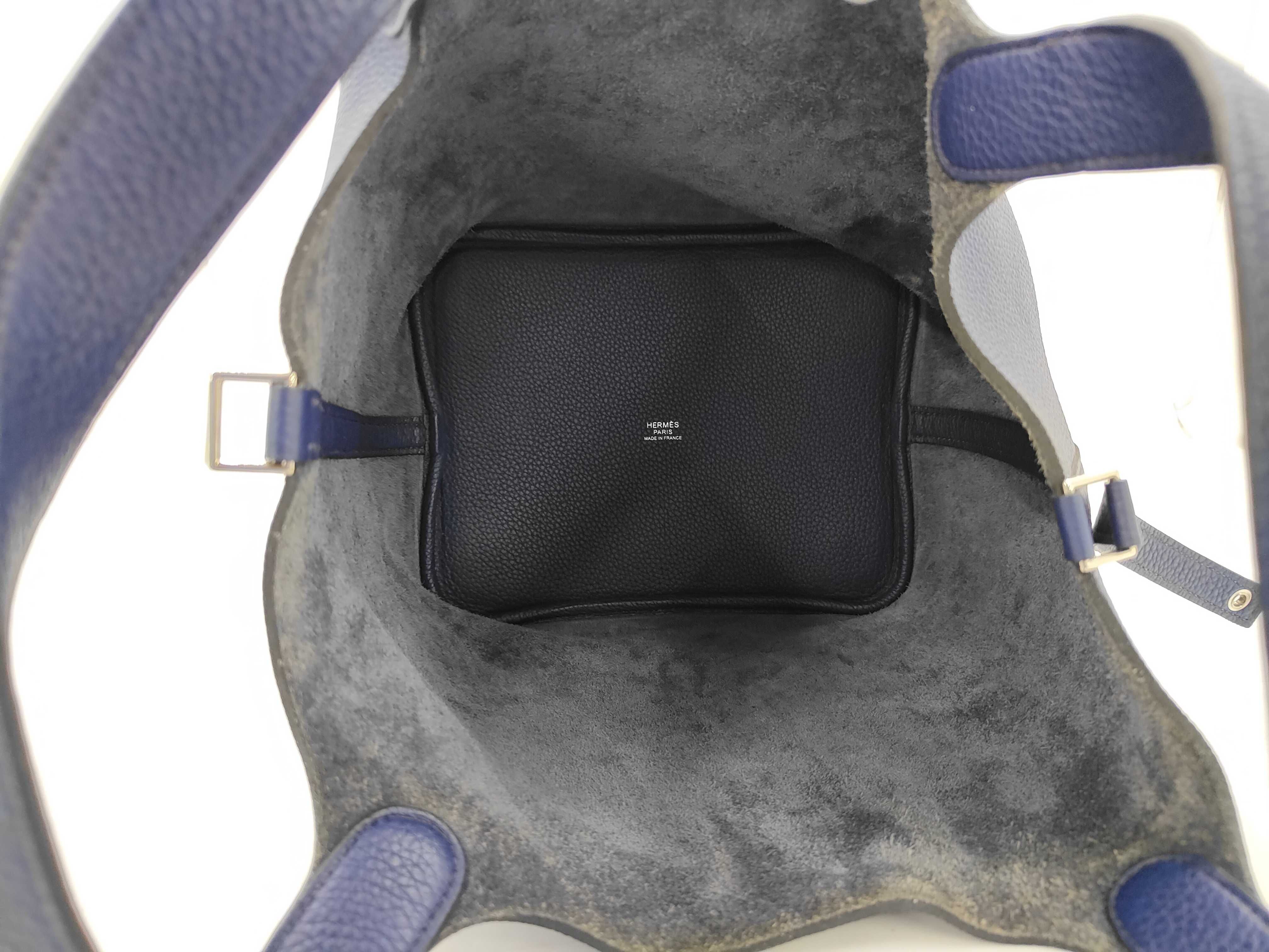 Picotin Lock MM Navy Blue Stamped Y Handbag — view 10