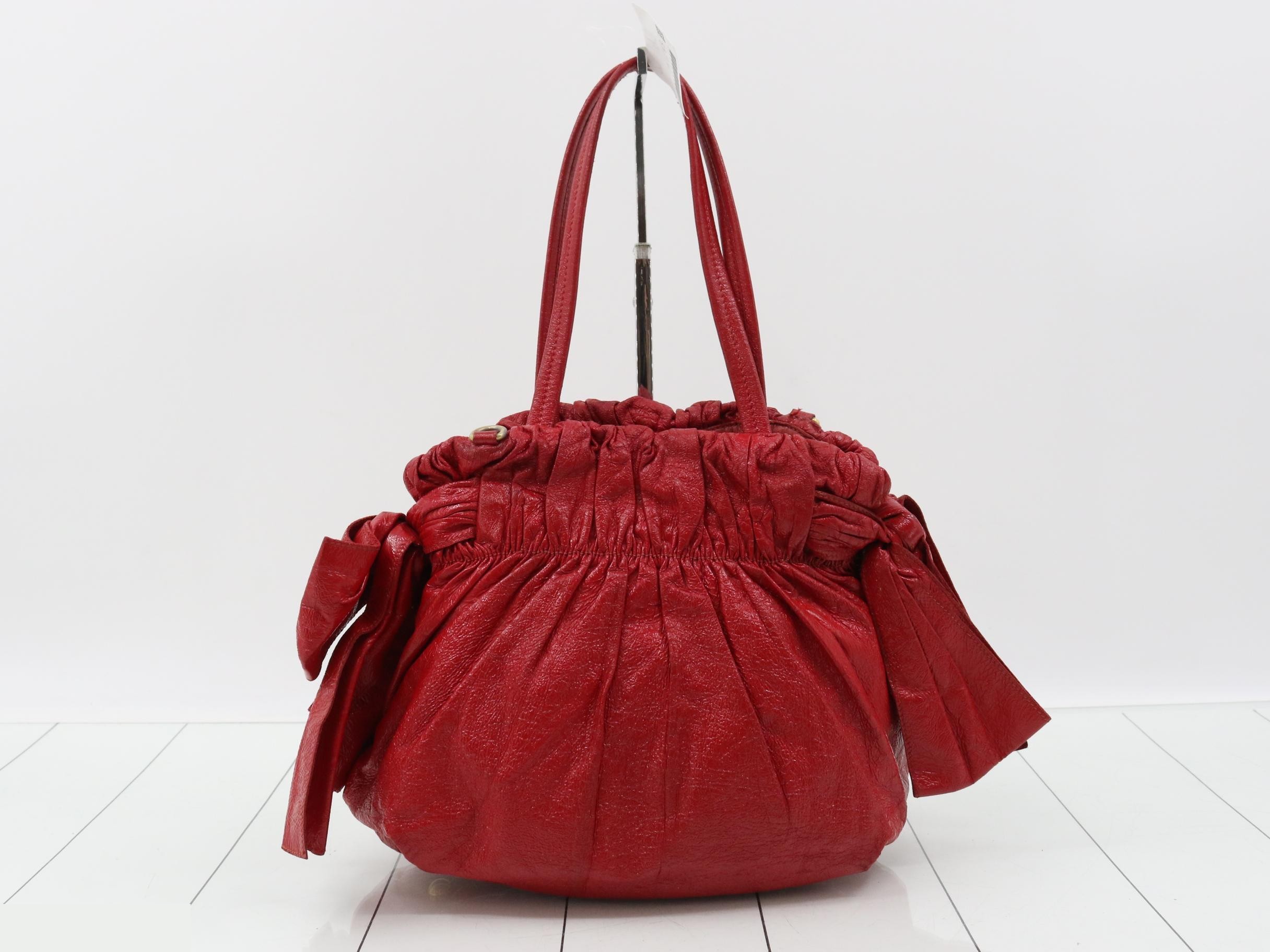 Leather semi-shoulder bag, red — view 2