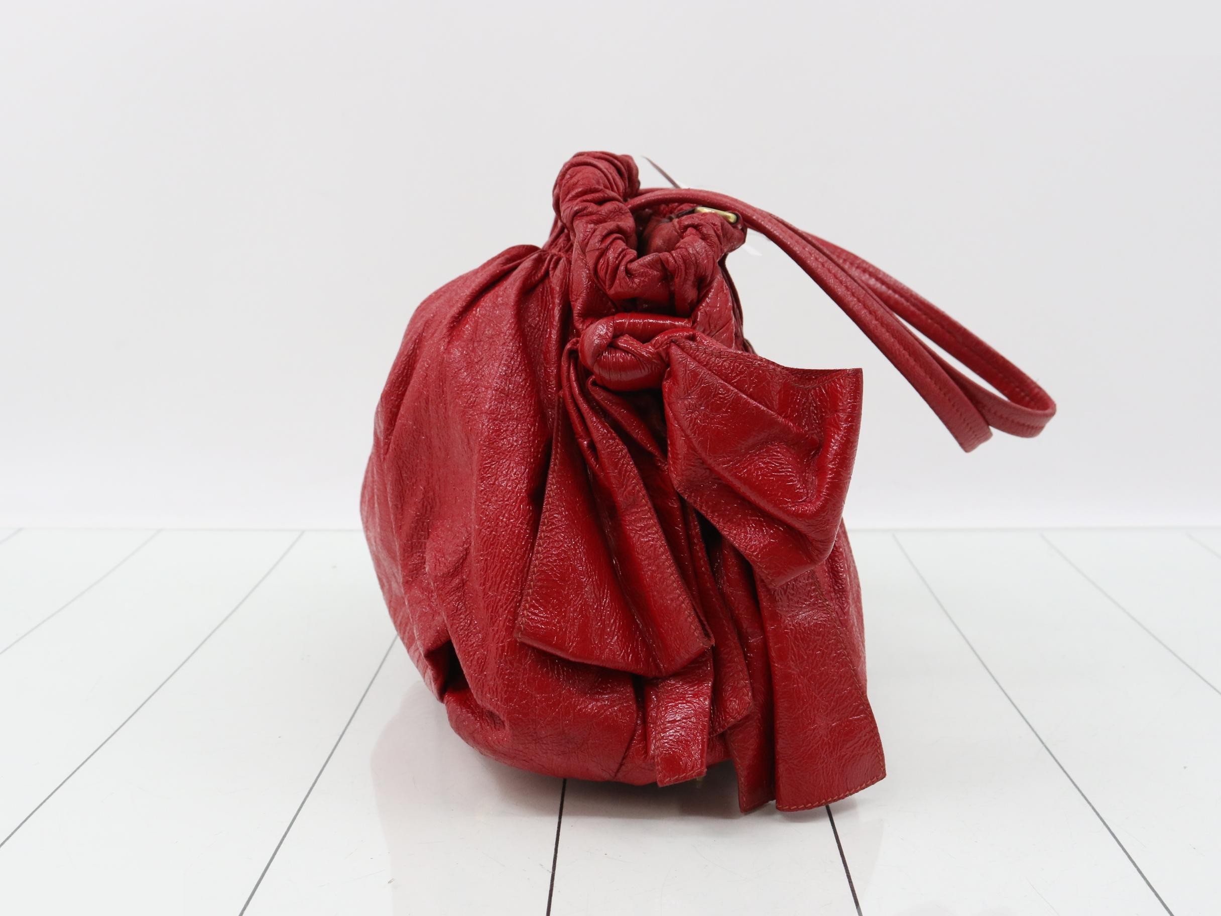 Leather semi-shoulder bag, red — view 3