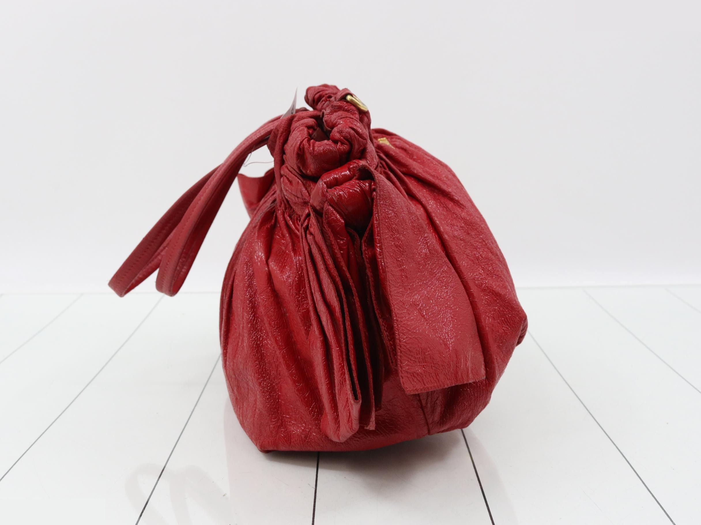 Leather semi-shoulder bag, red — view 4