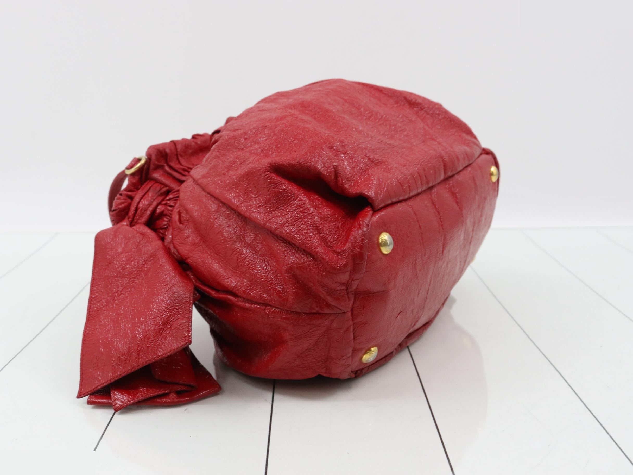 Leather semi-shoulder bag, red — view 5