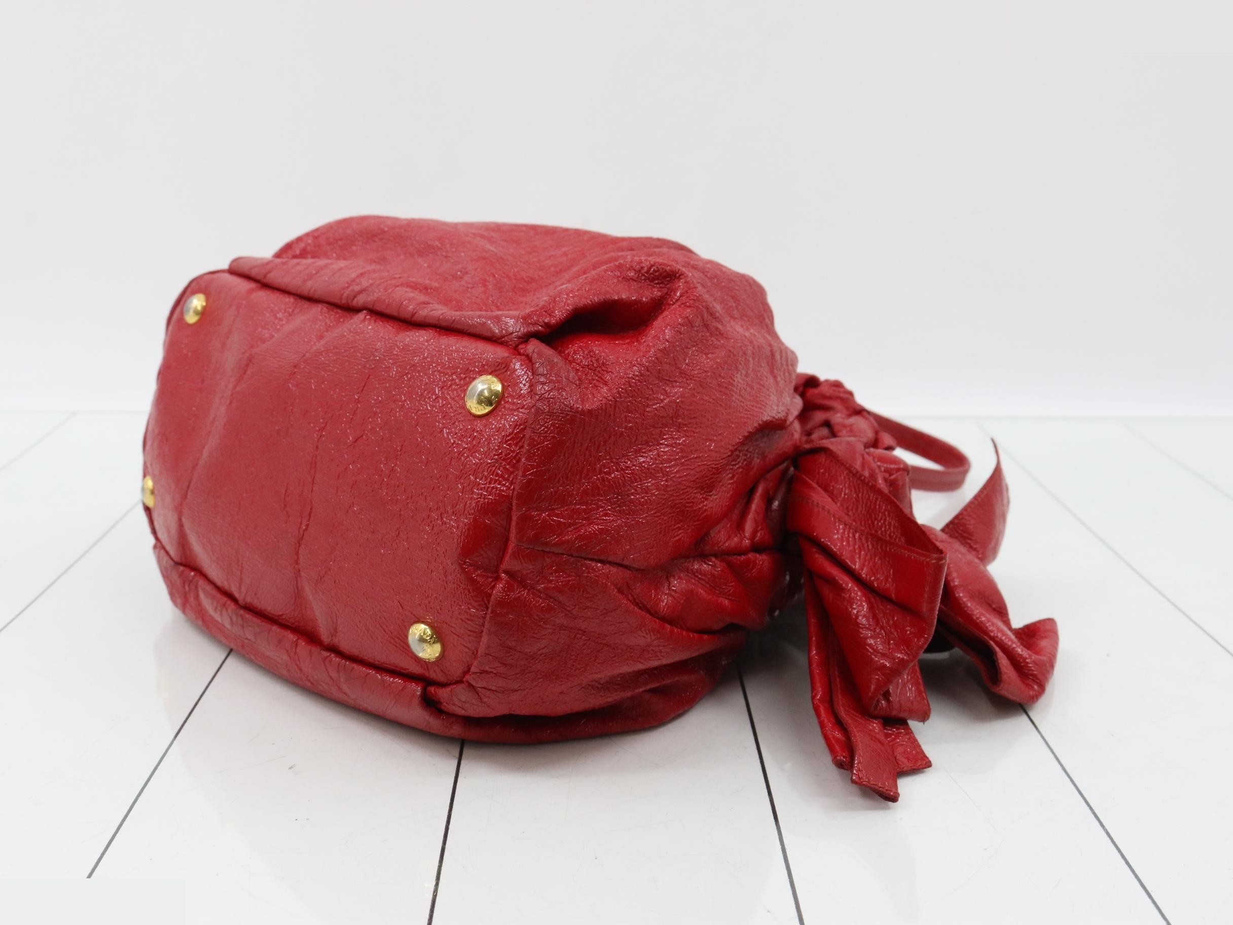 Leather semi-shoulder bag, red — view 6