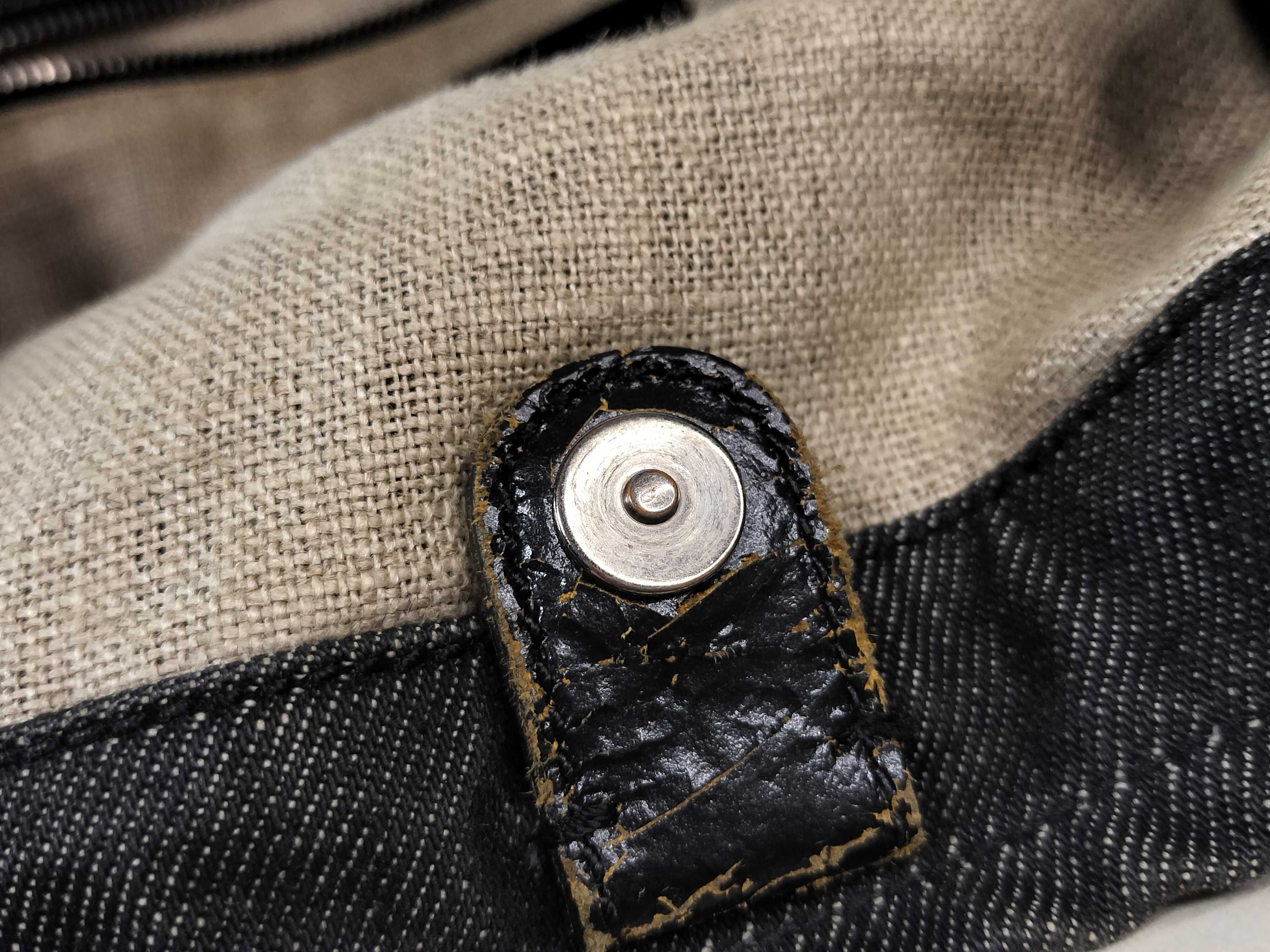 denim archive vintage-processed patchwork beaded leather embroidered black tote bag with tag/dust bag. — view 12