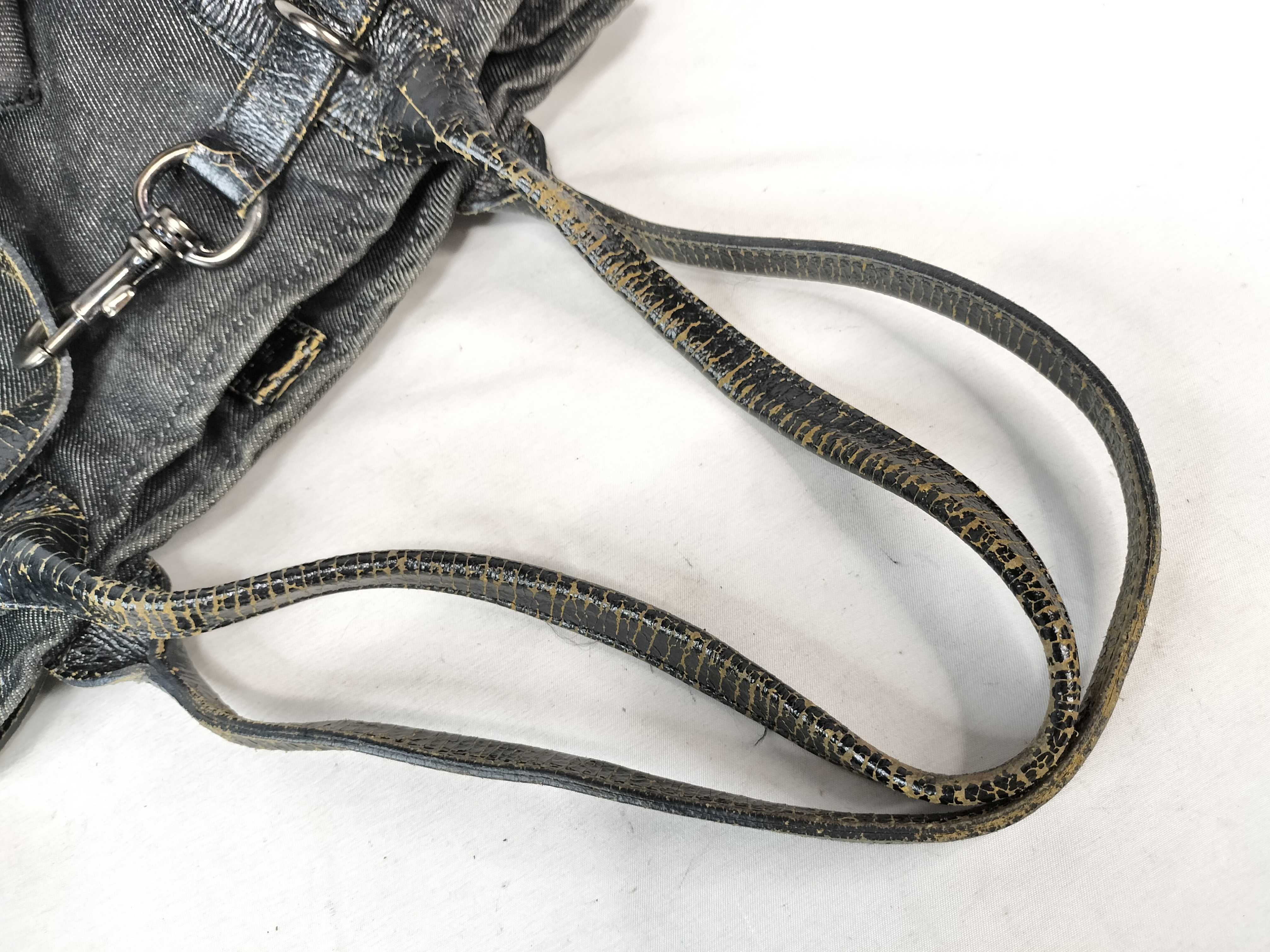 denim archive vintage-processed patchwork beaded leather embroidered black tote bag with tag/dust bag. — view 3