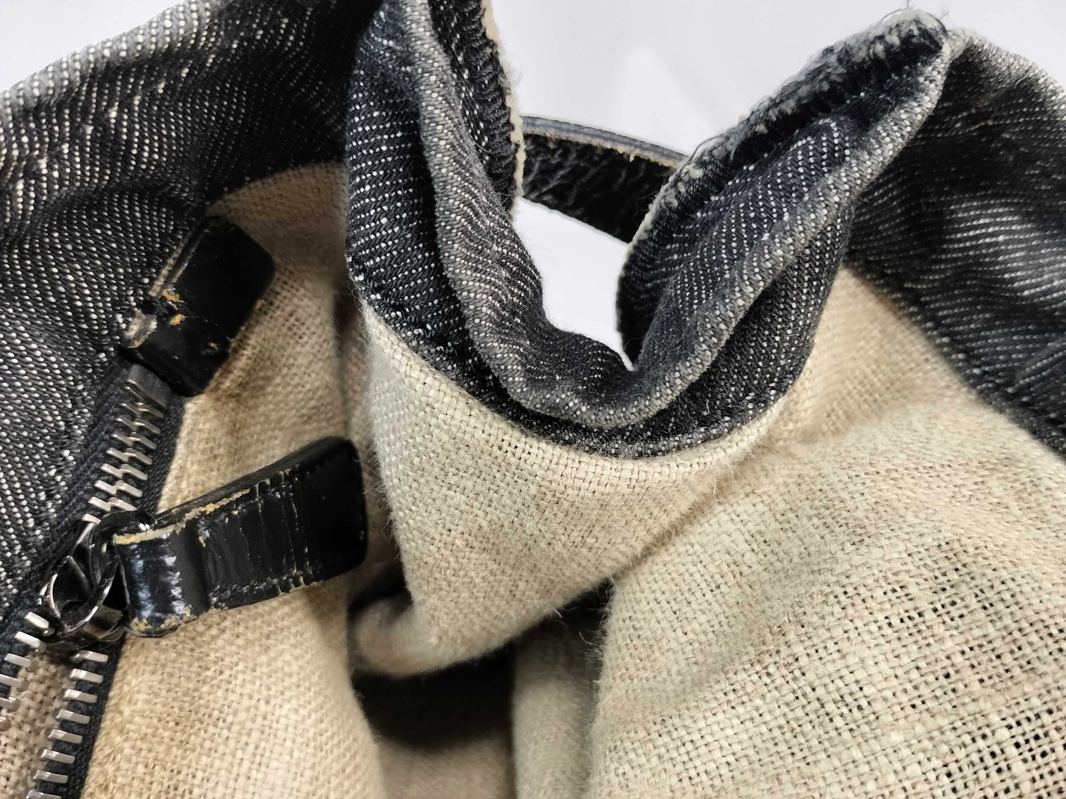 denim archive vintage-processed patchwork beaded leather embroidered black tote bag with tag/dust bag. — view 8