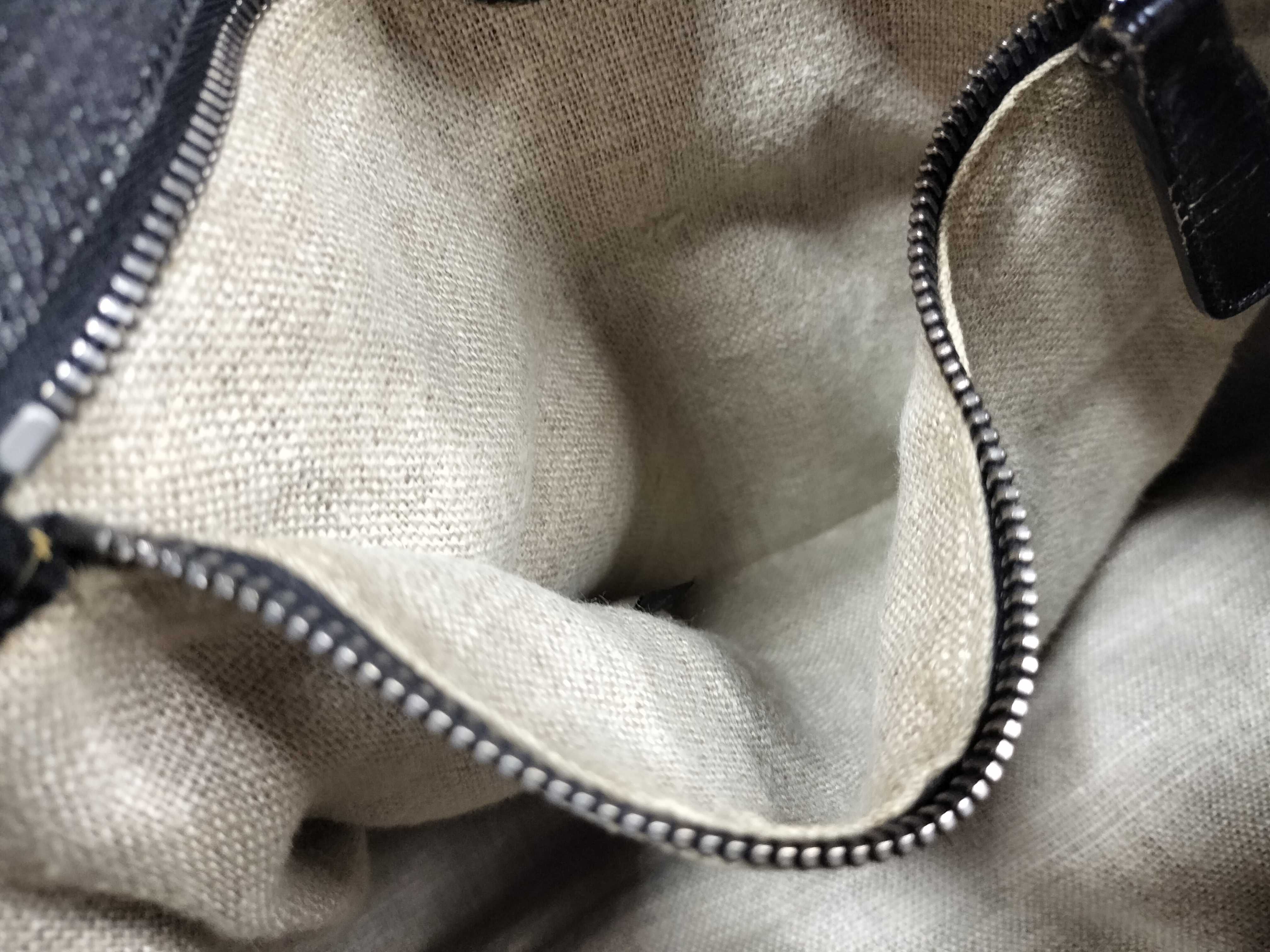 denim archive vintage-processed patchwork beaded leather embroidered black tote bag with tag/dust bag. — view 10