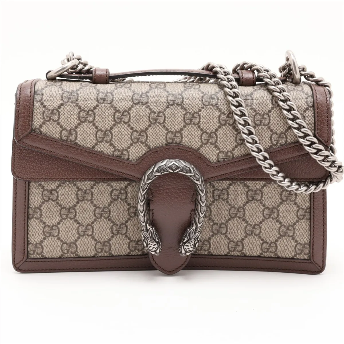 GG Supreme 621512 PVC x Leather Chain Shoulder Bag, Beige x Brown