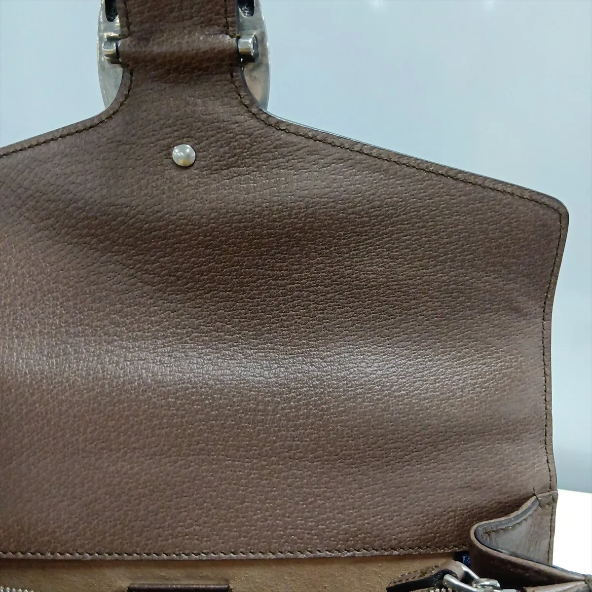 GG Supreme 621512 PVC x Leather Chain Shoulder Bag, Beige x Brown — view 14