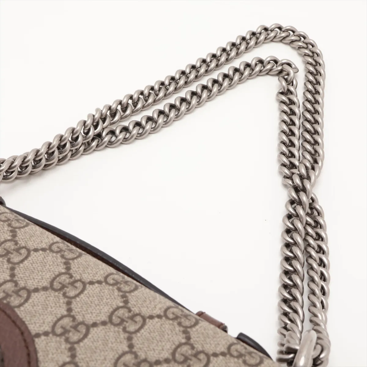 GG Supreme 621512 PVC x Leather Chain Shoulder Bag, Beige x Brown — view 5