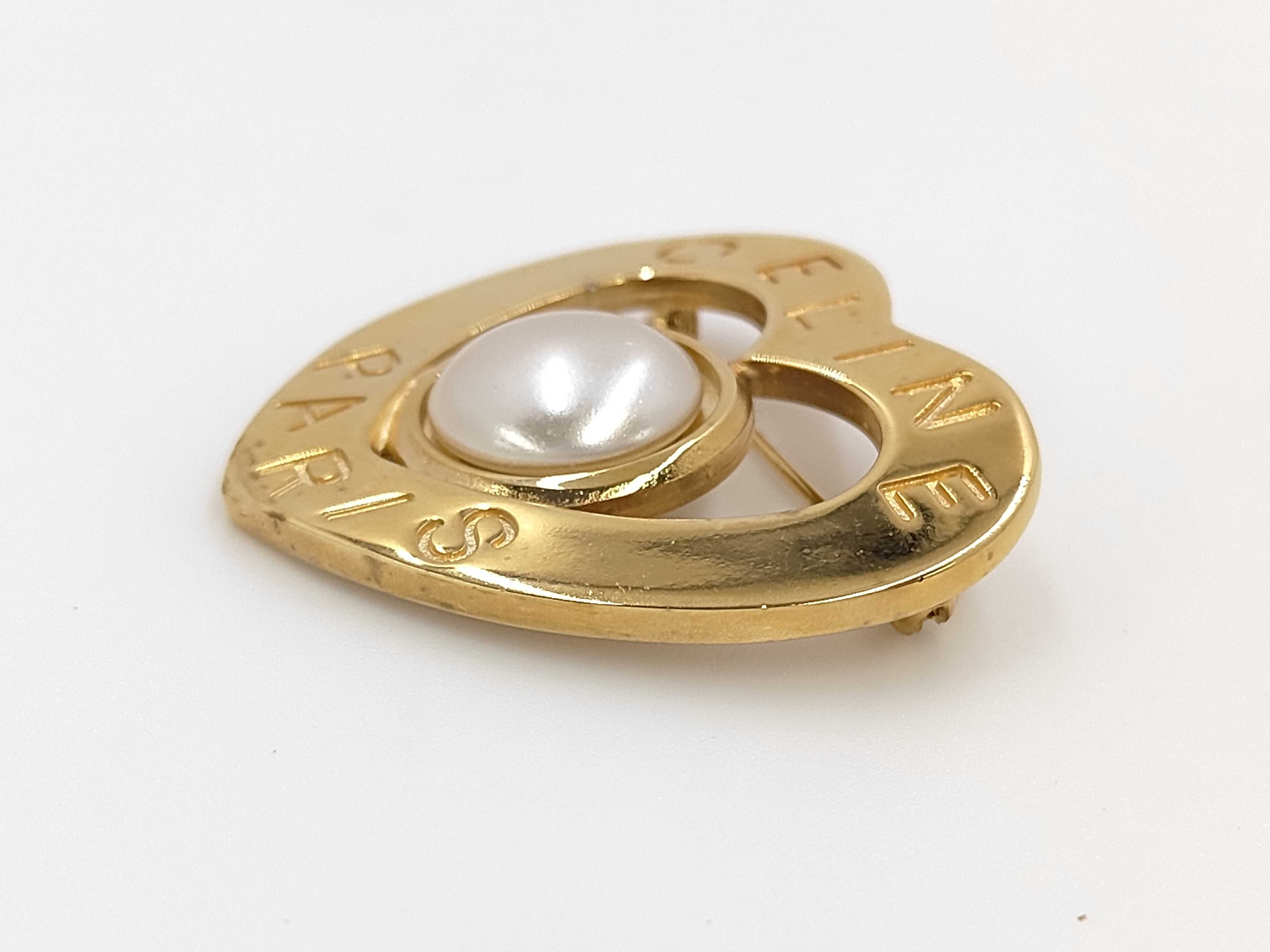 Faux Pearl Heart Brooch — view 5