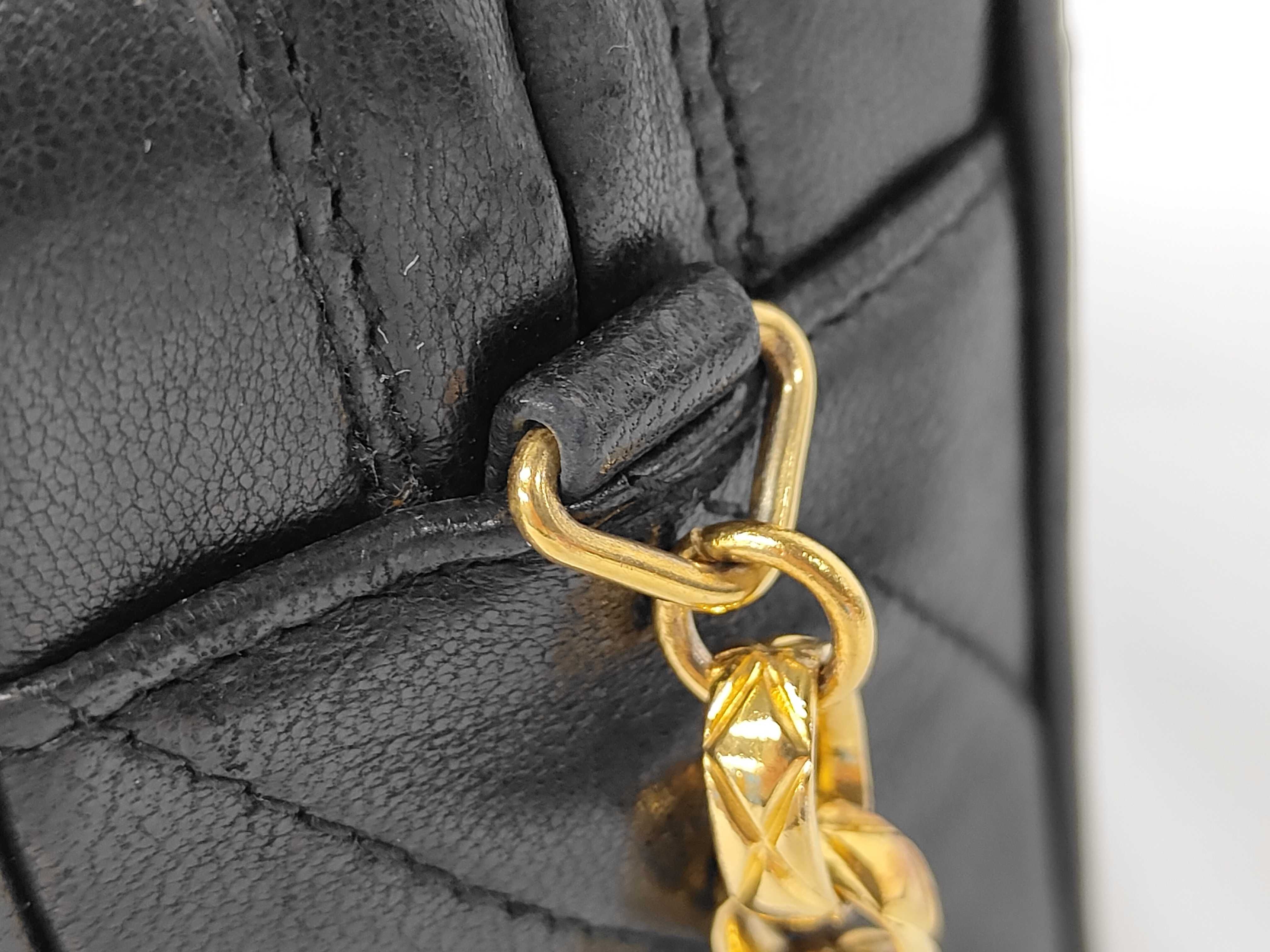 Lambskin Bias Stitch Chain Shoulder Bag with Fringe and Gold Hardware, Black, with Box and Dust Bag. — view 5