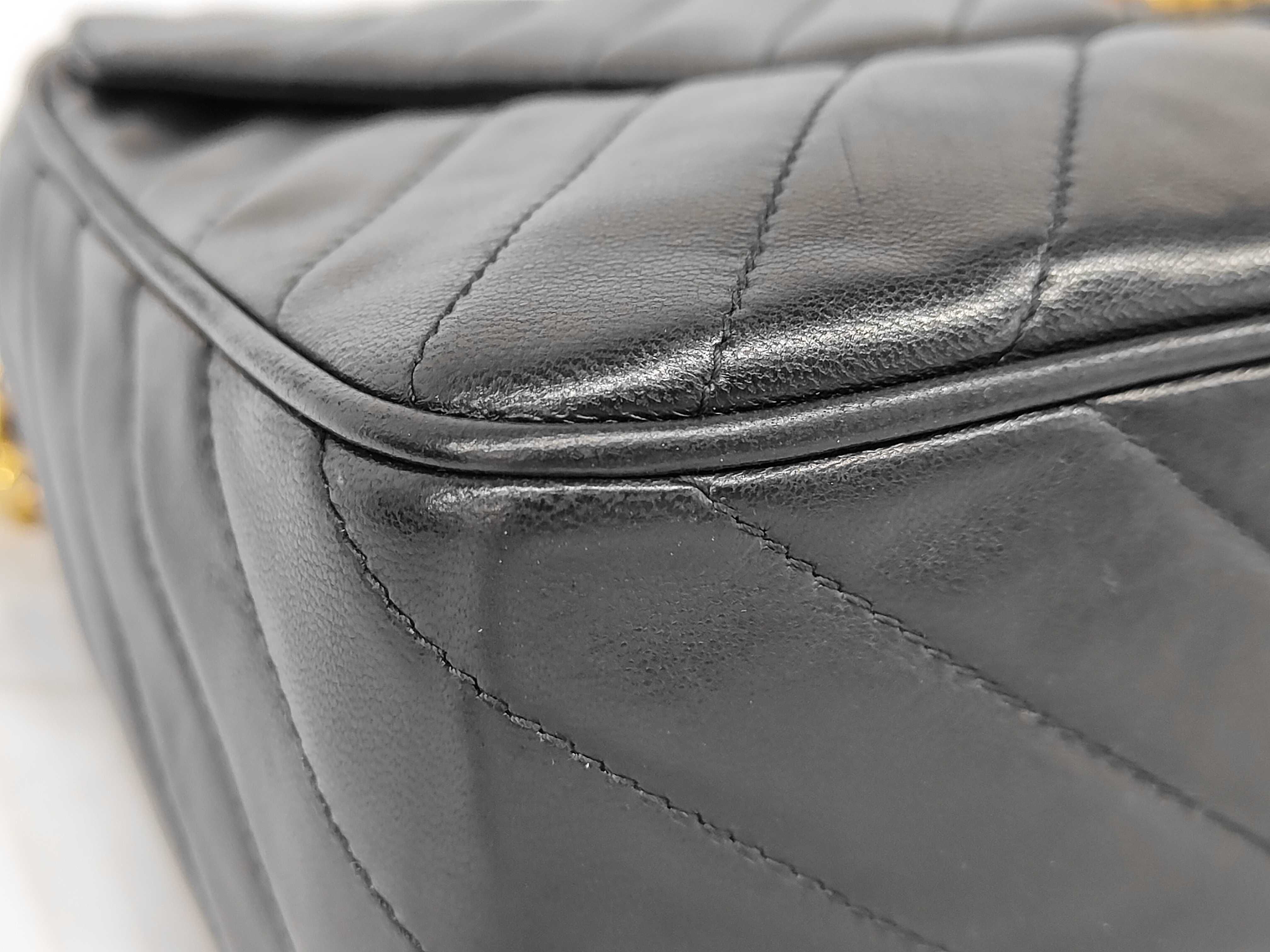 Lambskin Bias Stitch Chain Shoulder Bag with Fringe and Gold Hardware, Black, with Box and Dust Bag. — view 6