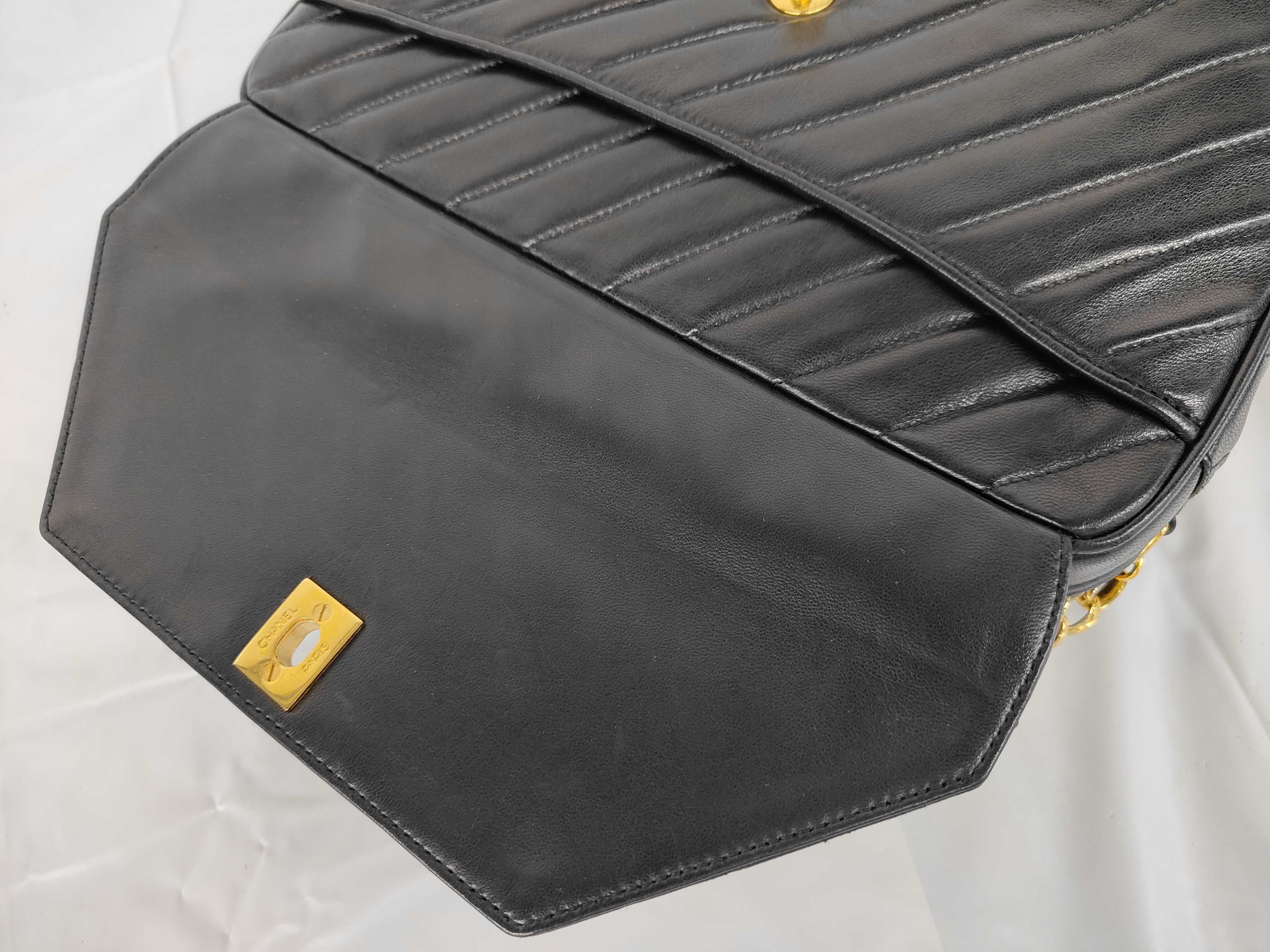 Lambskin Bias Stitch Chain Shoulder Bag with Fringe and Gold Hardware, Black, with Box and Dust Bag. — view 8