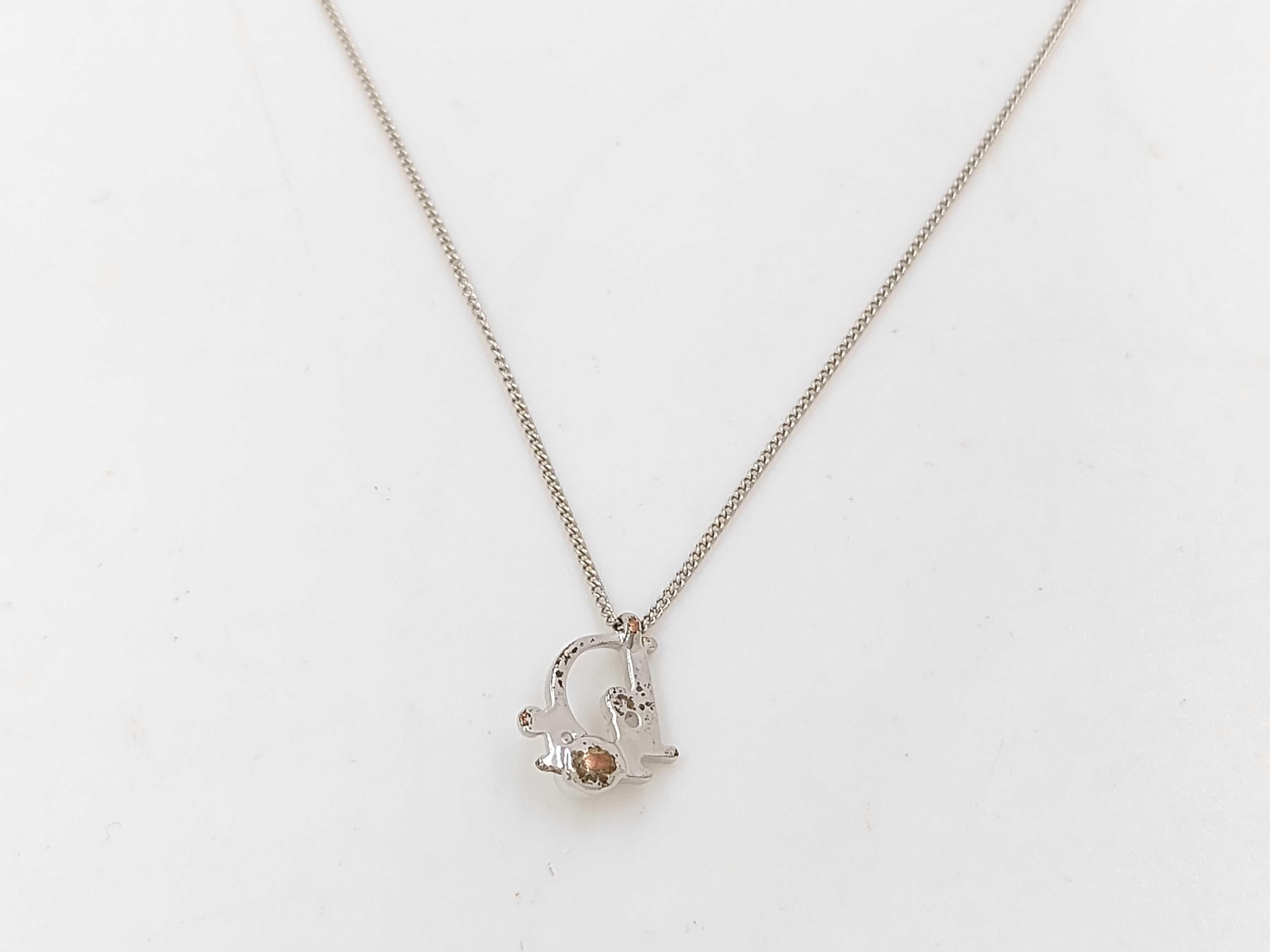 Logo Faux Pearl Silver Necklace — view 2