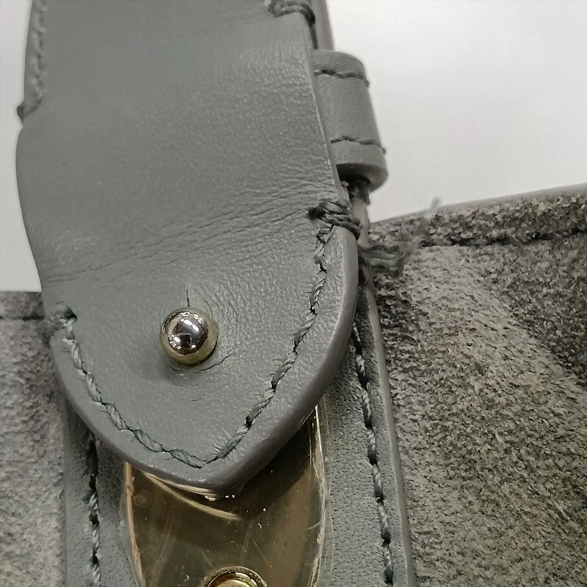 Macro Cannage Toujours Leather Handbag, Gray — view 14