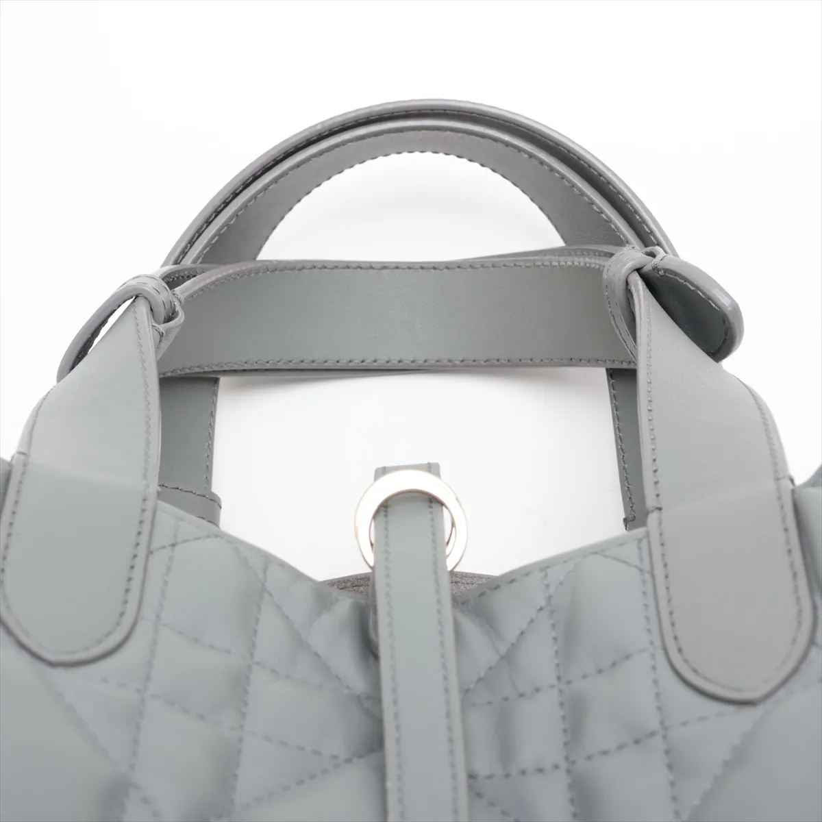 Macro Cannage Toujours Leather Handbag, Gray — view 6