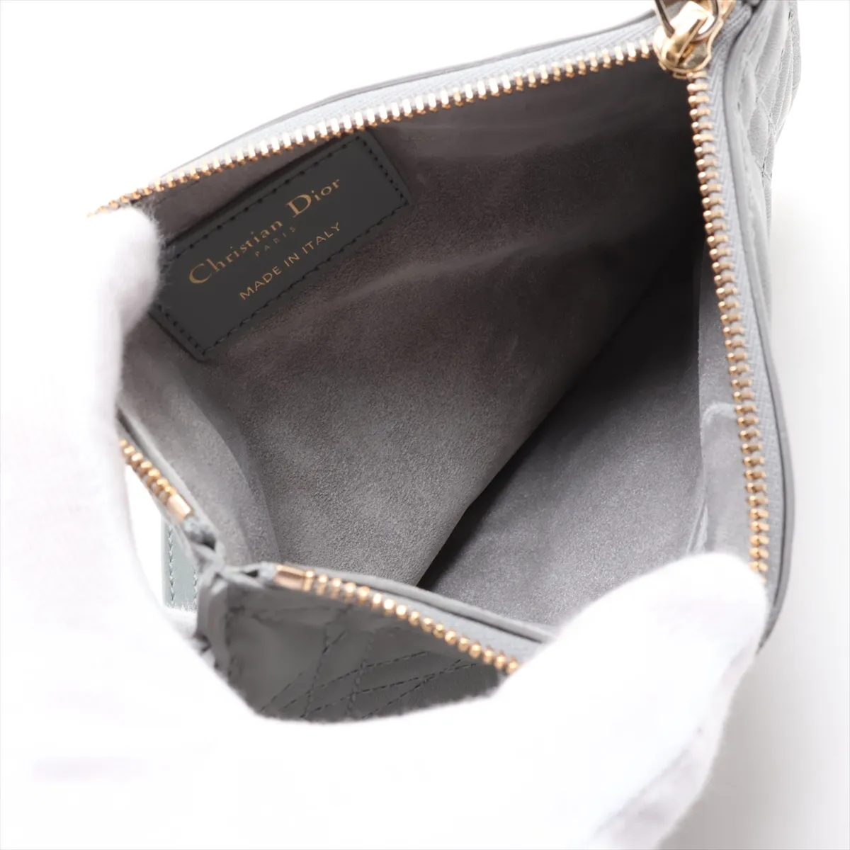 Macro Cannage Toujours Leather Handbag, Gray — view 8