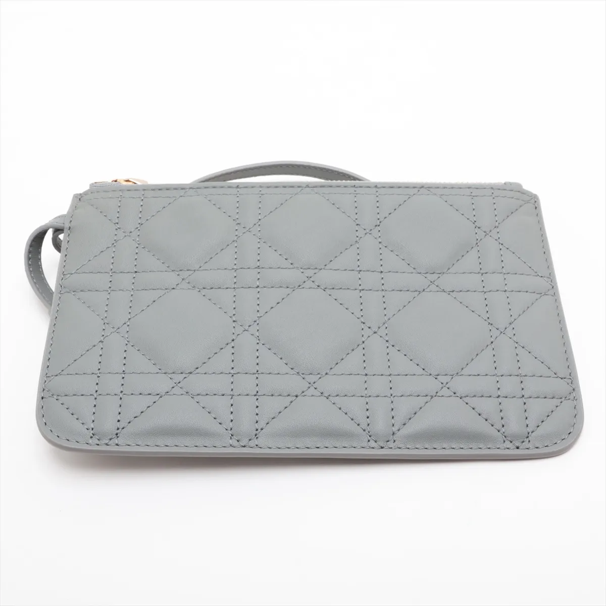 Macro Cannage Toujours Leather Handbag, Gray — view 10