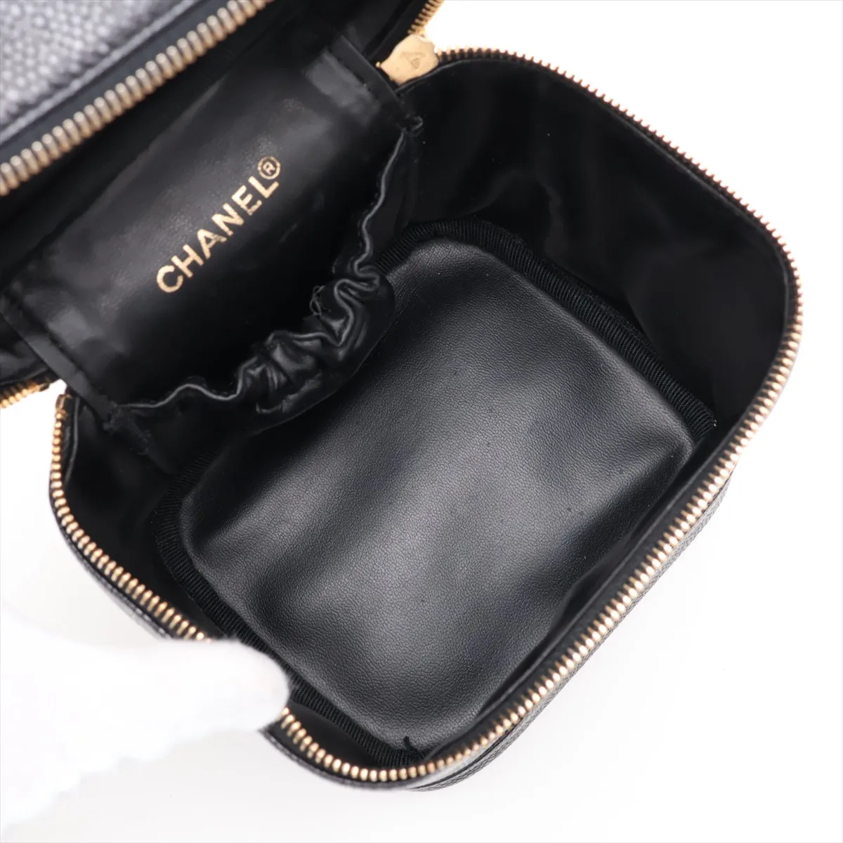 Coco Mark Caviar Skin Vanity Bag, Black with Gold Hardware, 3334269, Series 3 — view 7
