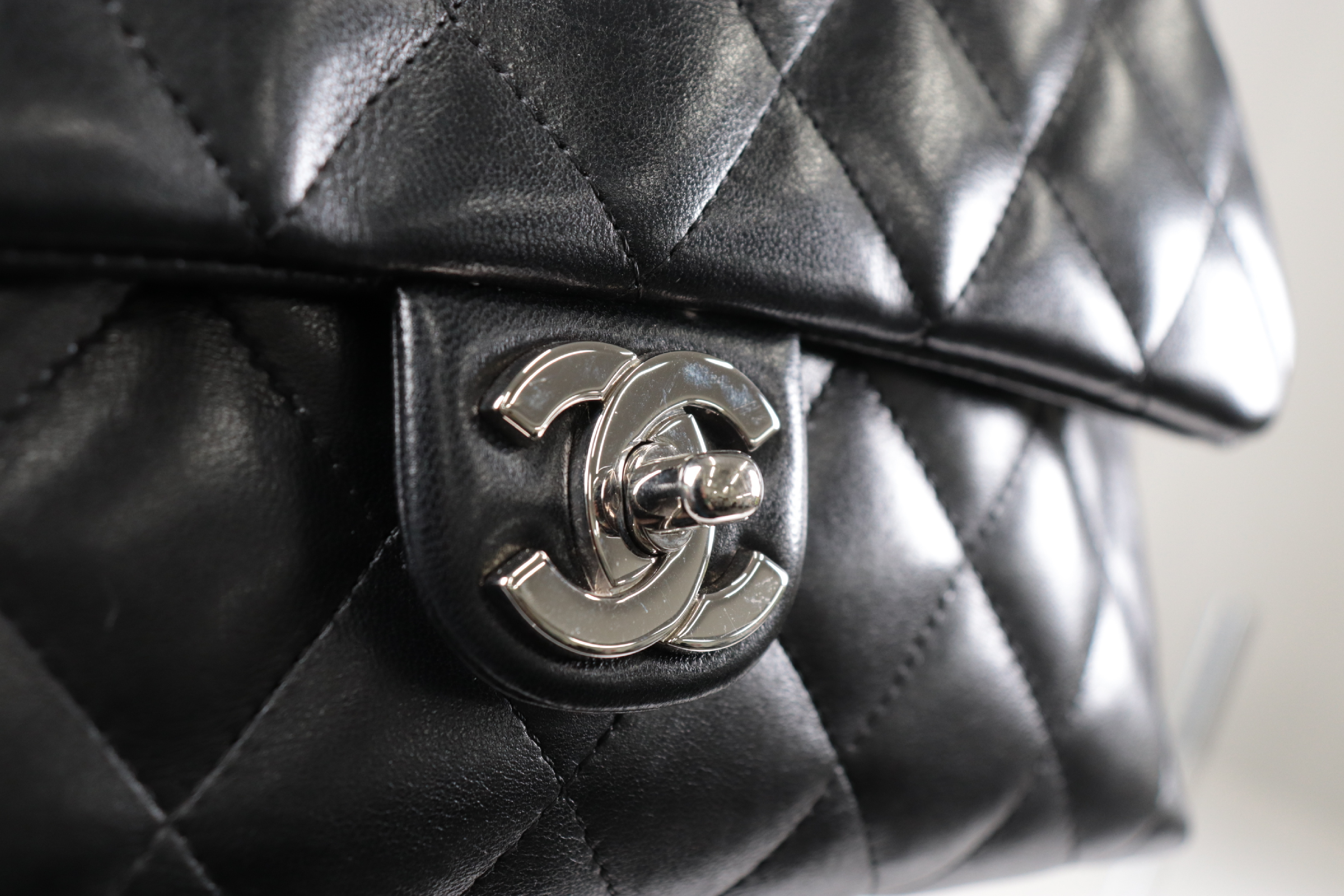 Turnlock Lambskin Handbag with Silver Hardware, Serial Number 12 — view 8