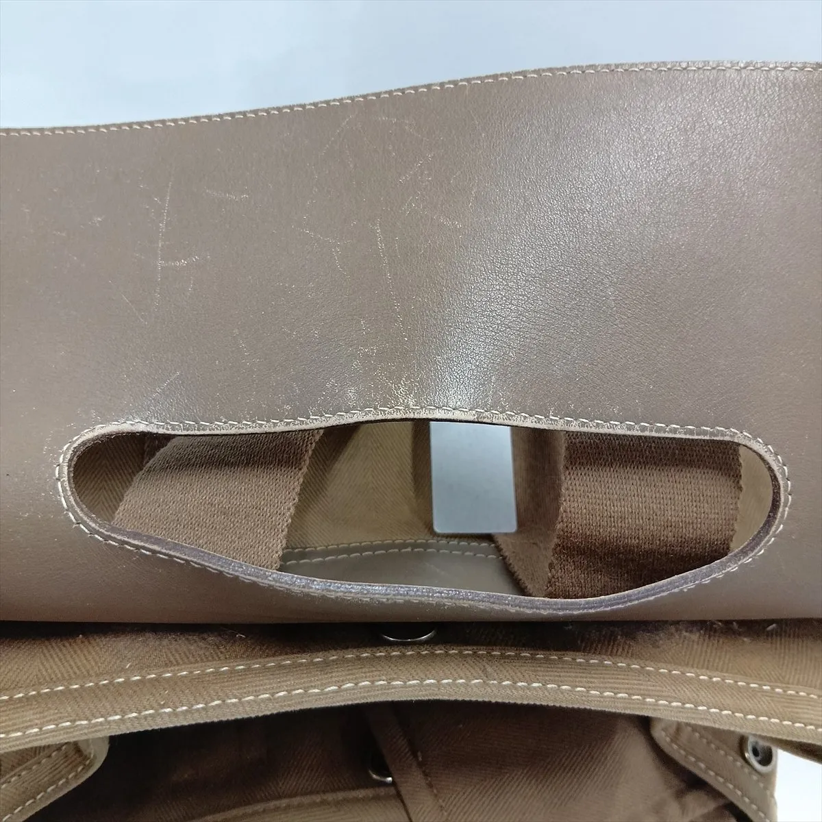 Valparaiso PM Toile Chevron x Leather Etoupe Silver Hardware — view 13