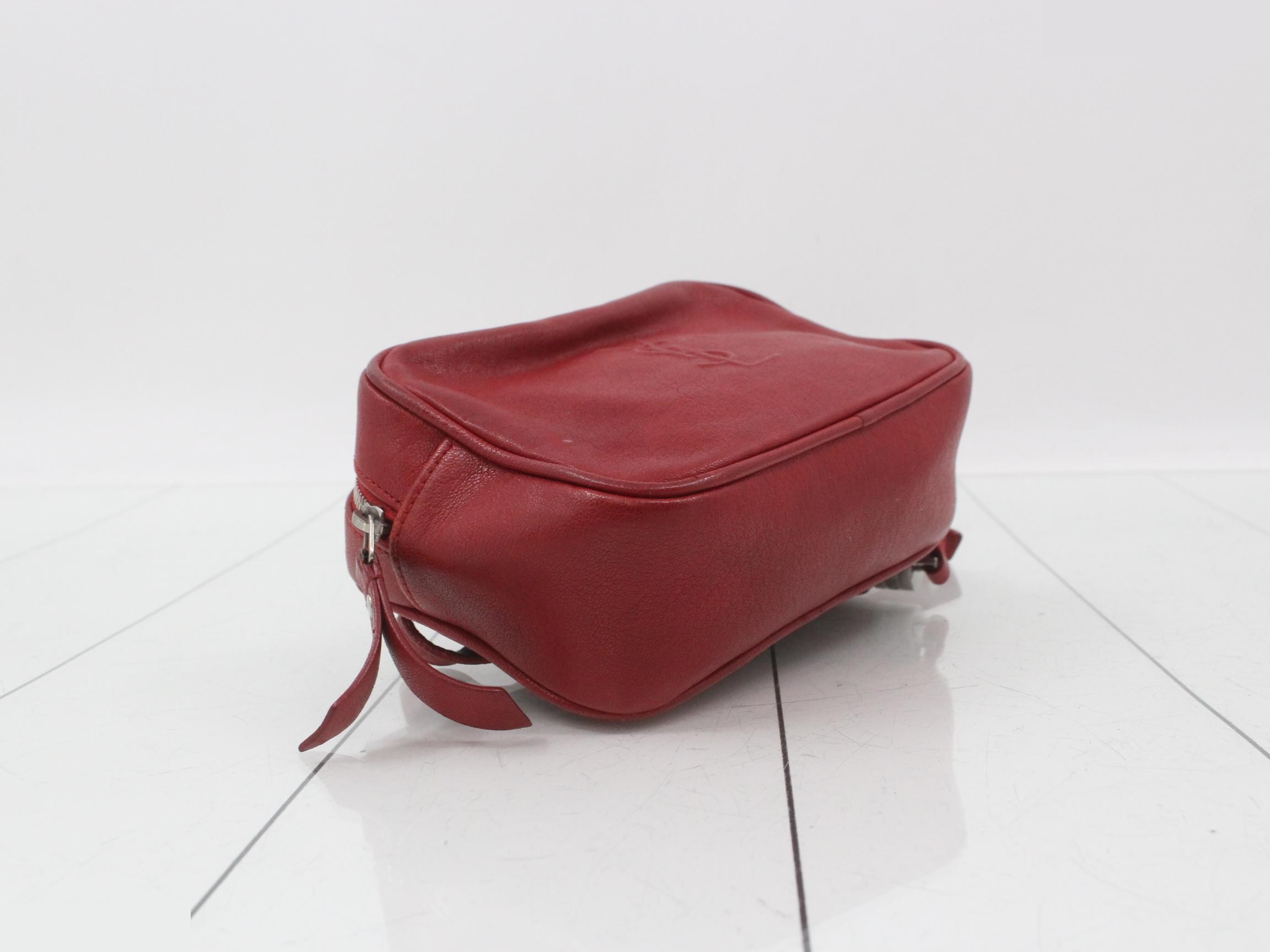 Crossbody bag, leather/red, S-shaped hardware, with fringe. — view 5