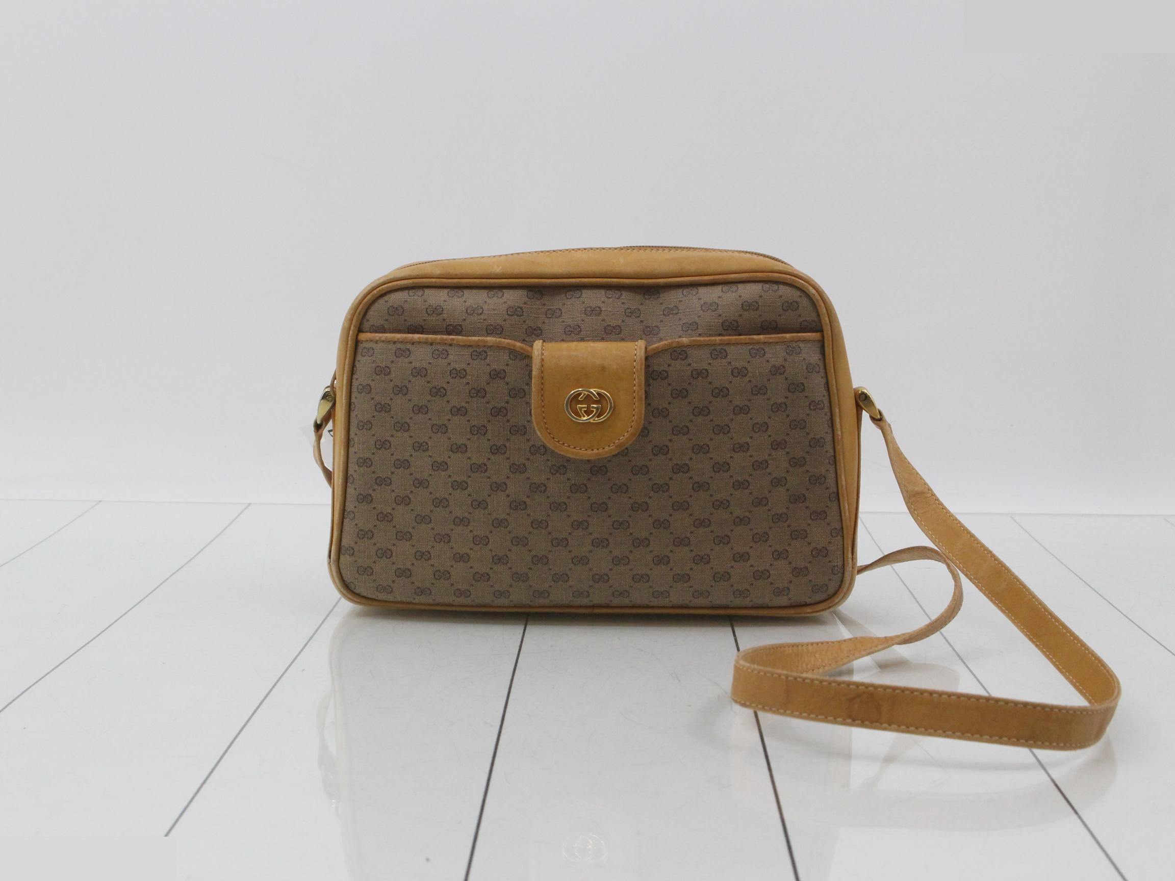 001-105-4073 Micro GG Shoulder Bag, Leather, Beige