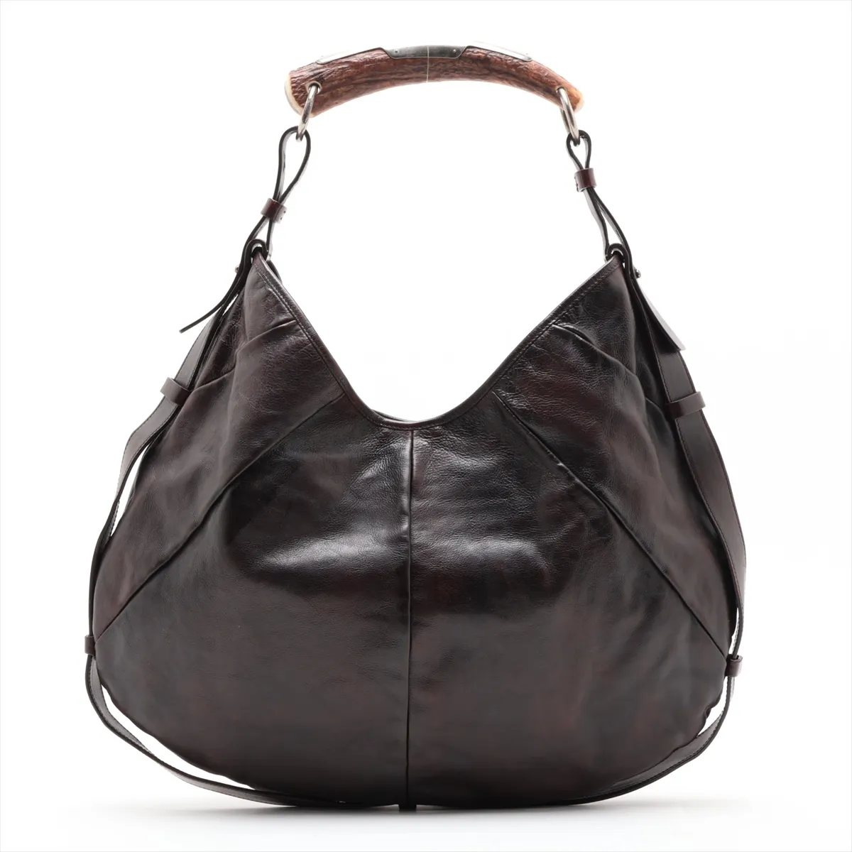 Mombasa Leather Shoulder Bag, Brown, 95363 — view 2