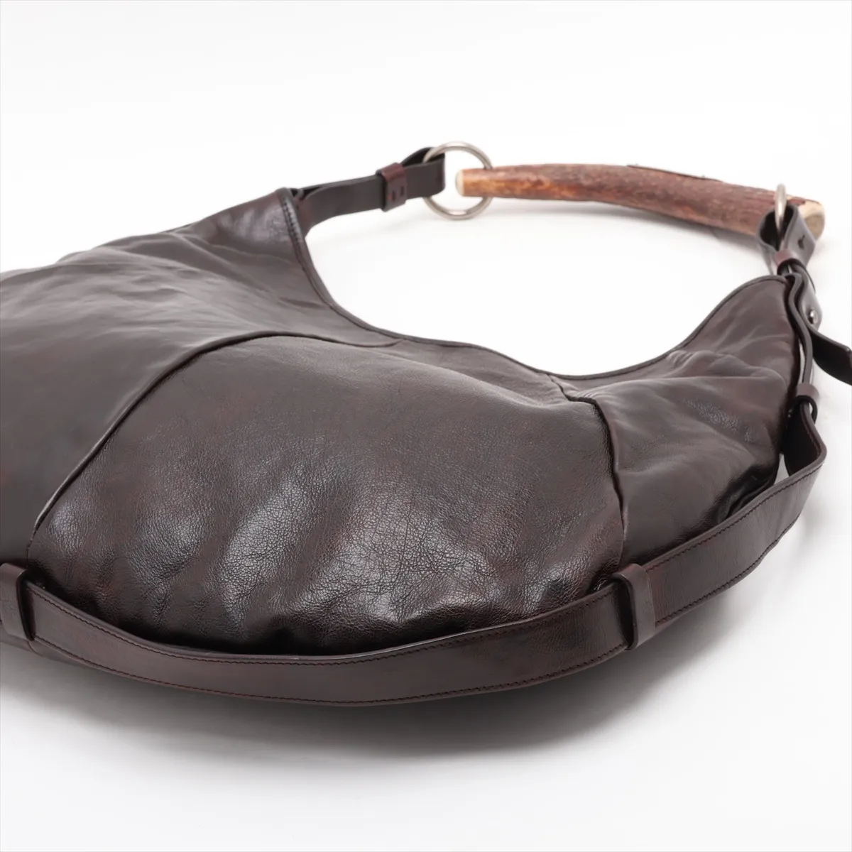 Mombasa Leather Shoulder Bag, Brown, 95363 — view 3