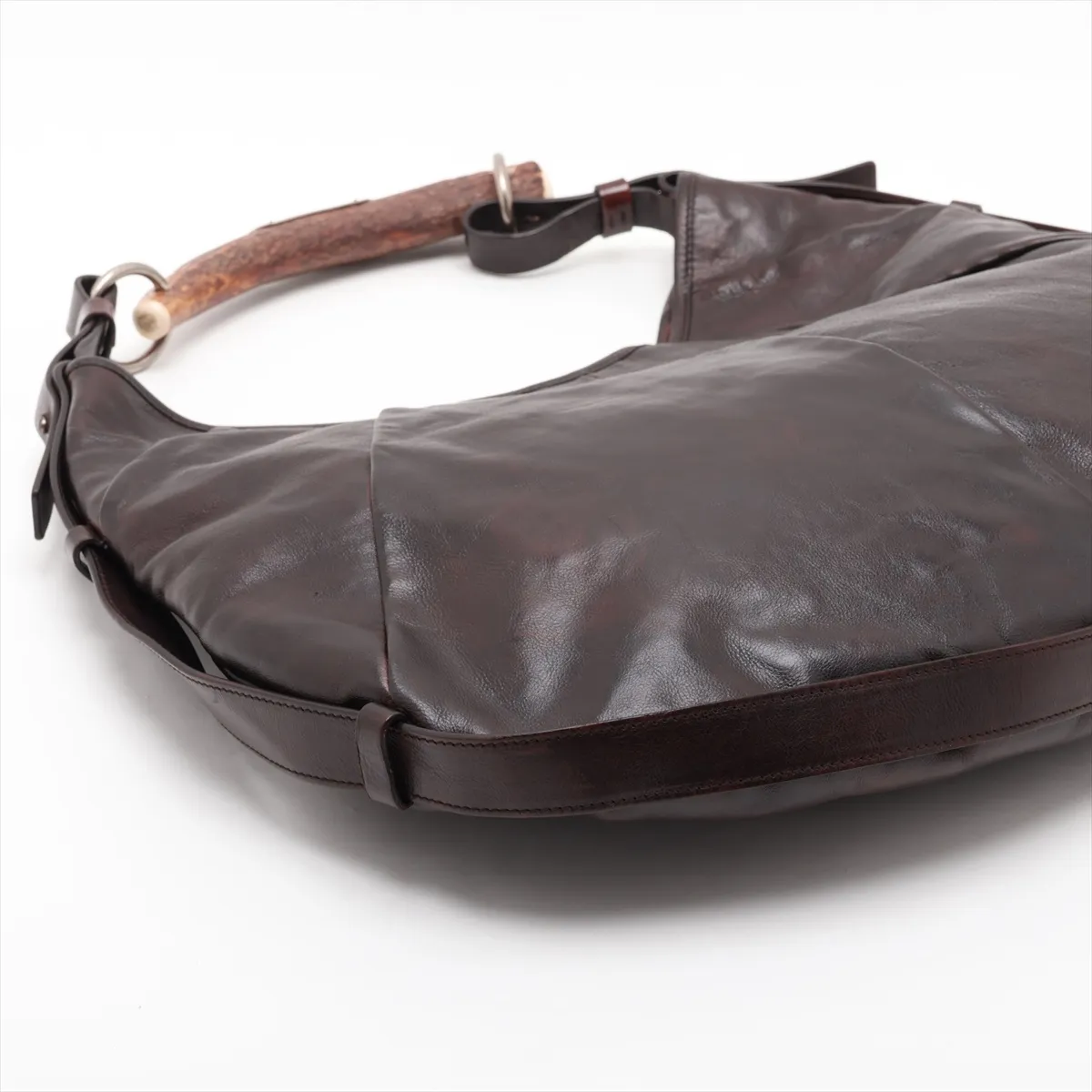 Mombasa Leather Shoulder Bag, Brown, 95363 — view 4