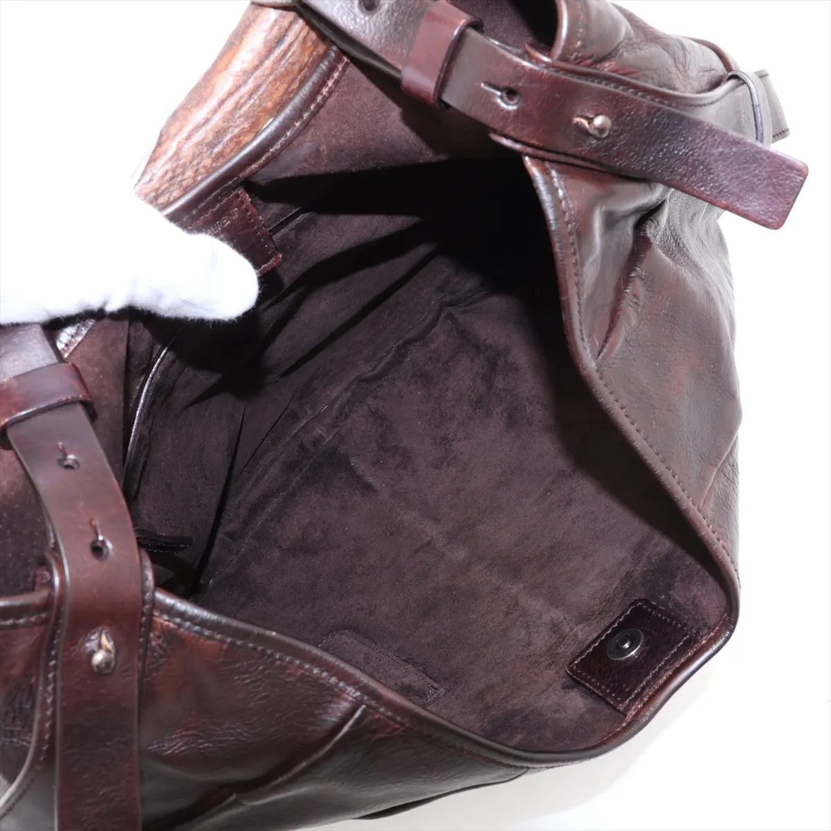Mombasa Leather Shoulder Bag, Brown, 95363 — view 7