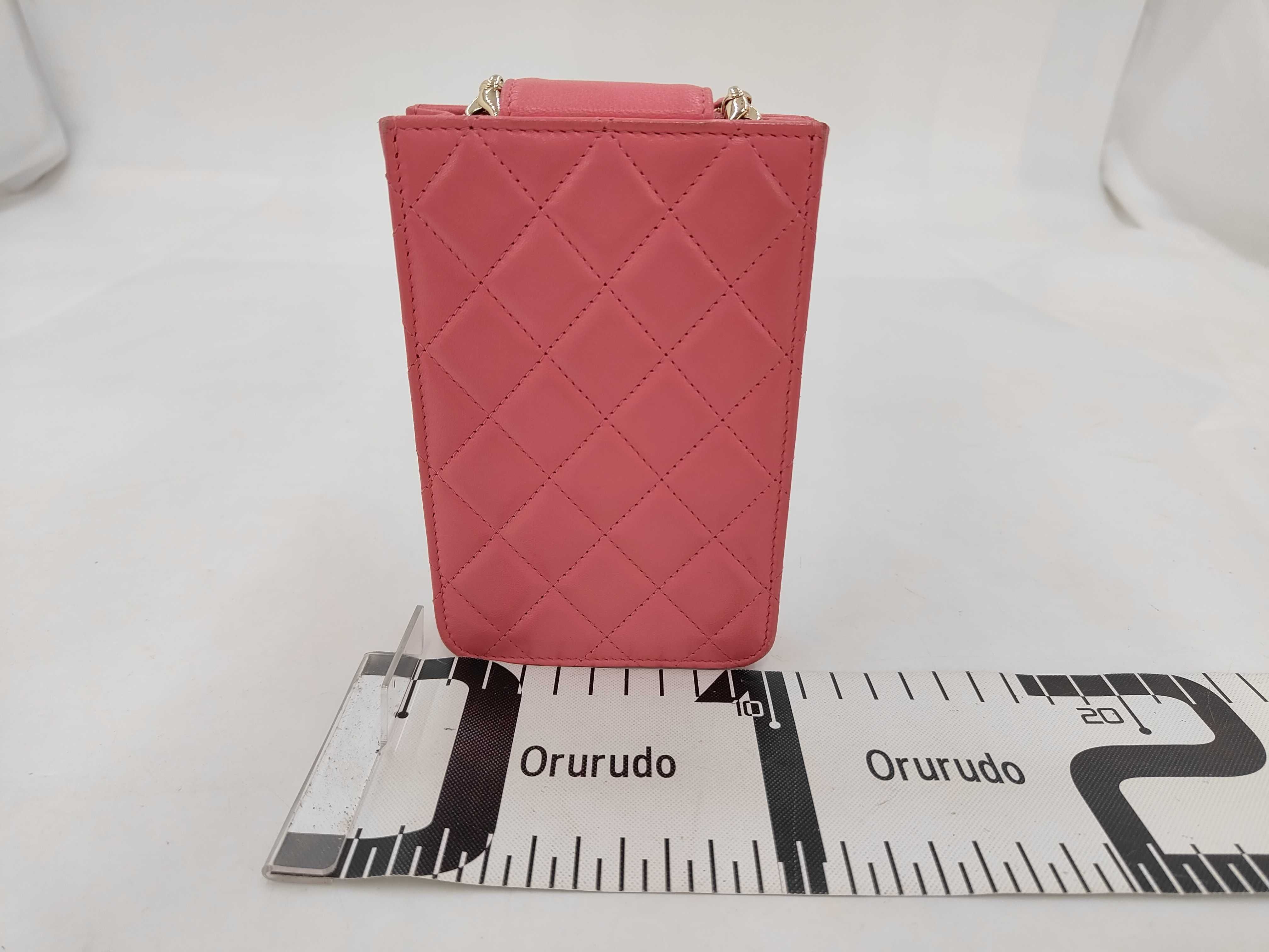 Matelassé Phone Shoulder Bag, Leather, Pink, Other Accessories — view 2