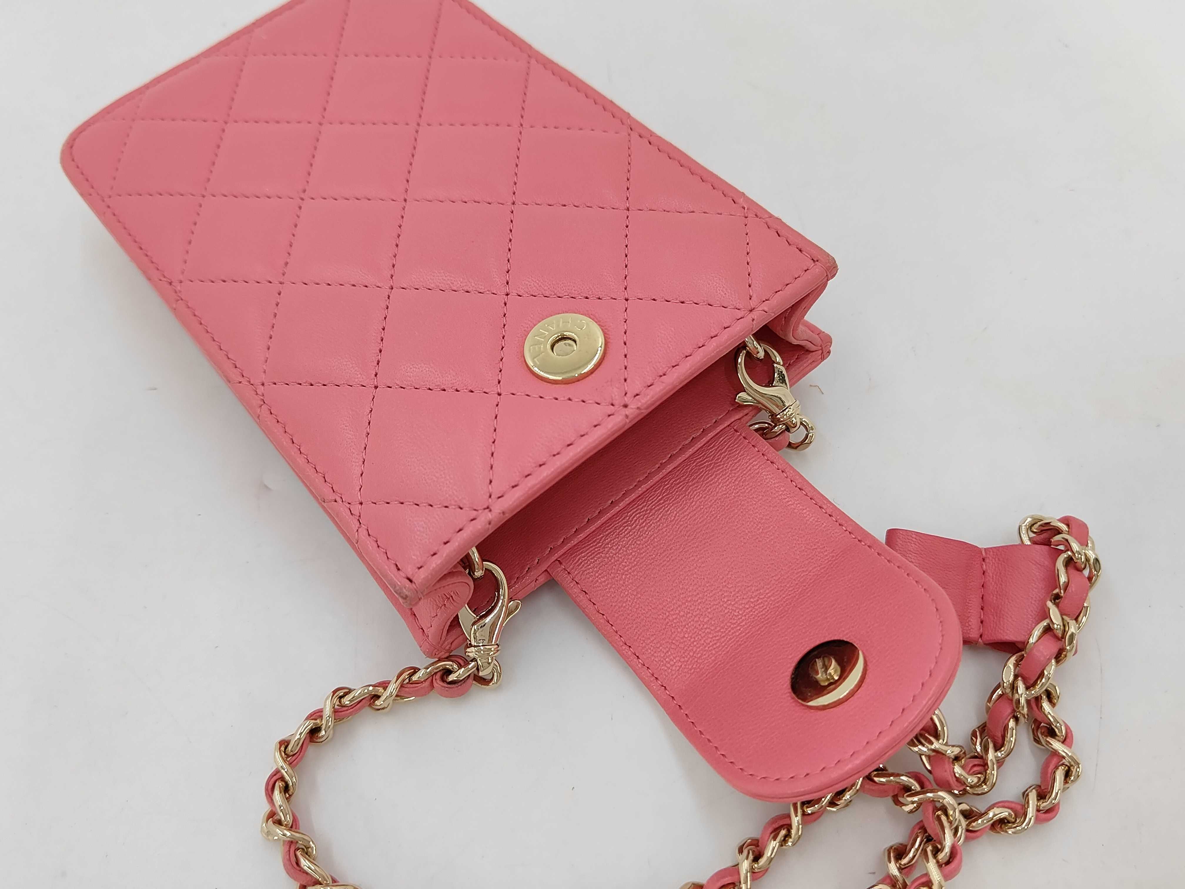 Matelassé Phone Shoulder Bag, Leather, Pink, Other Accessories — view 11