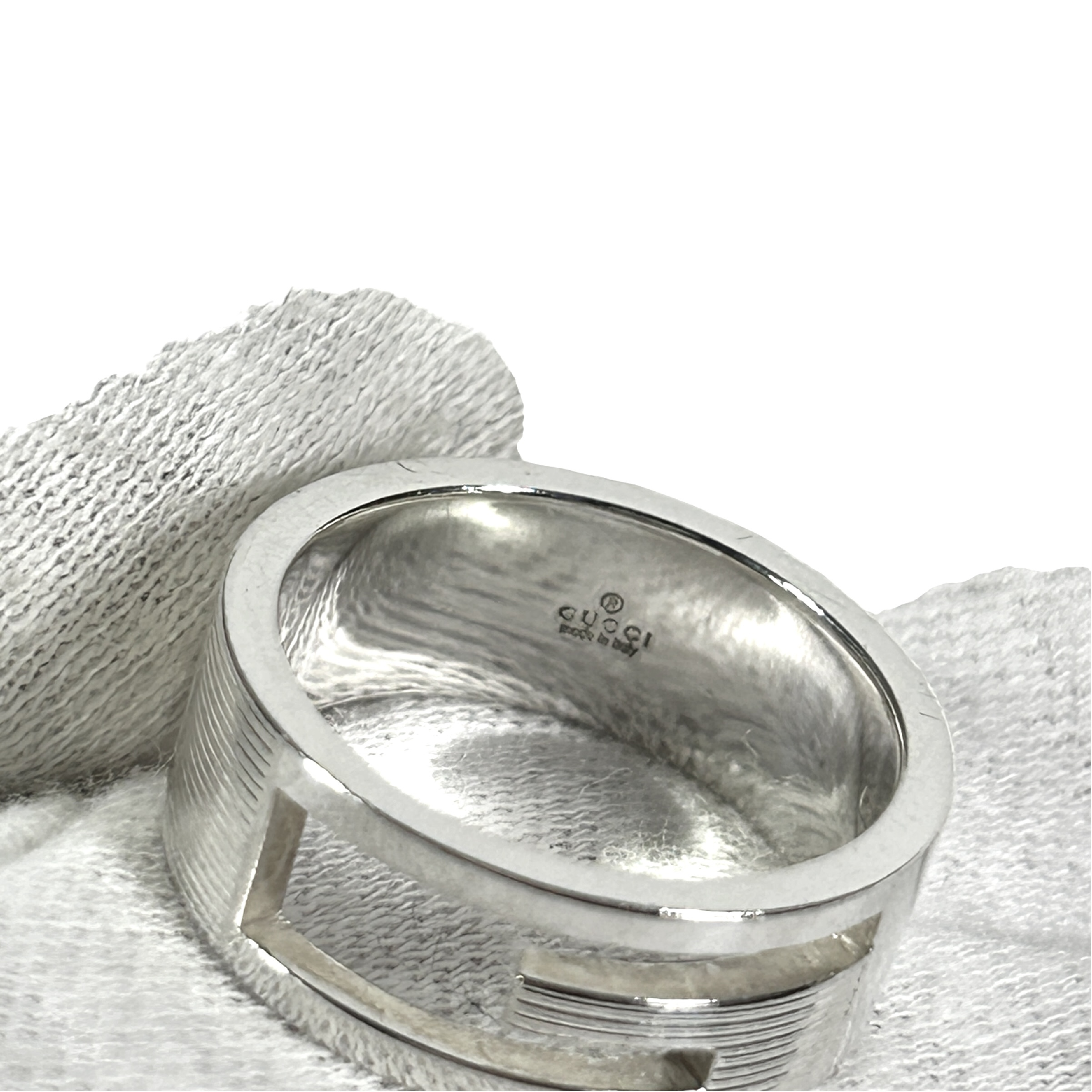 ring, G logo cutout, branded G, sterling silver 925, size 15.5. — view 6