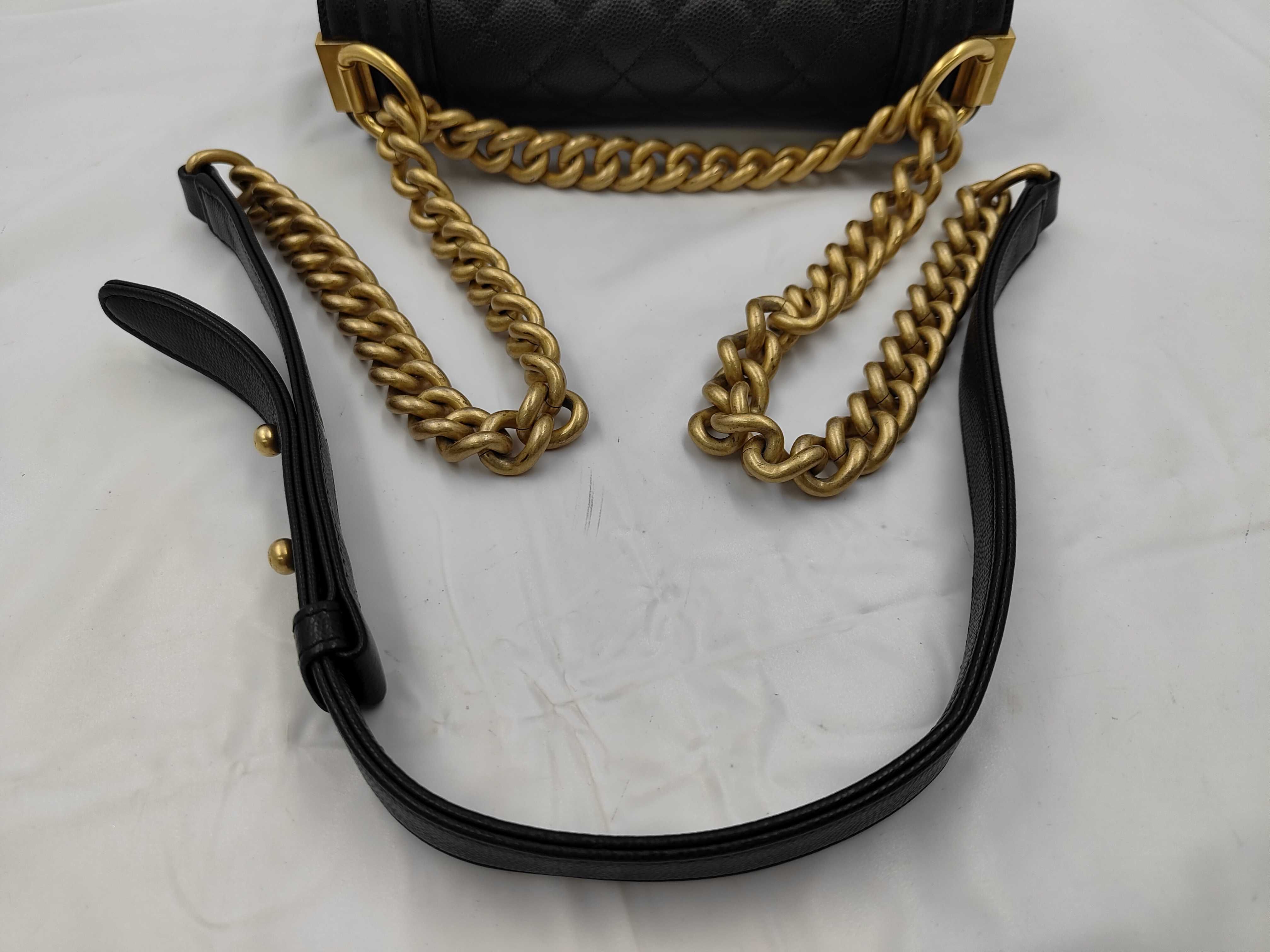Boy Chanel Caviar Skin Chain Shoulder Bag, Black with Gold Hardware, with original seal, serial number in the 29 range. — view 3